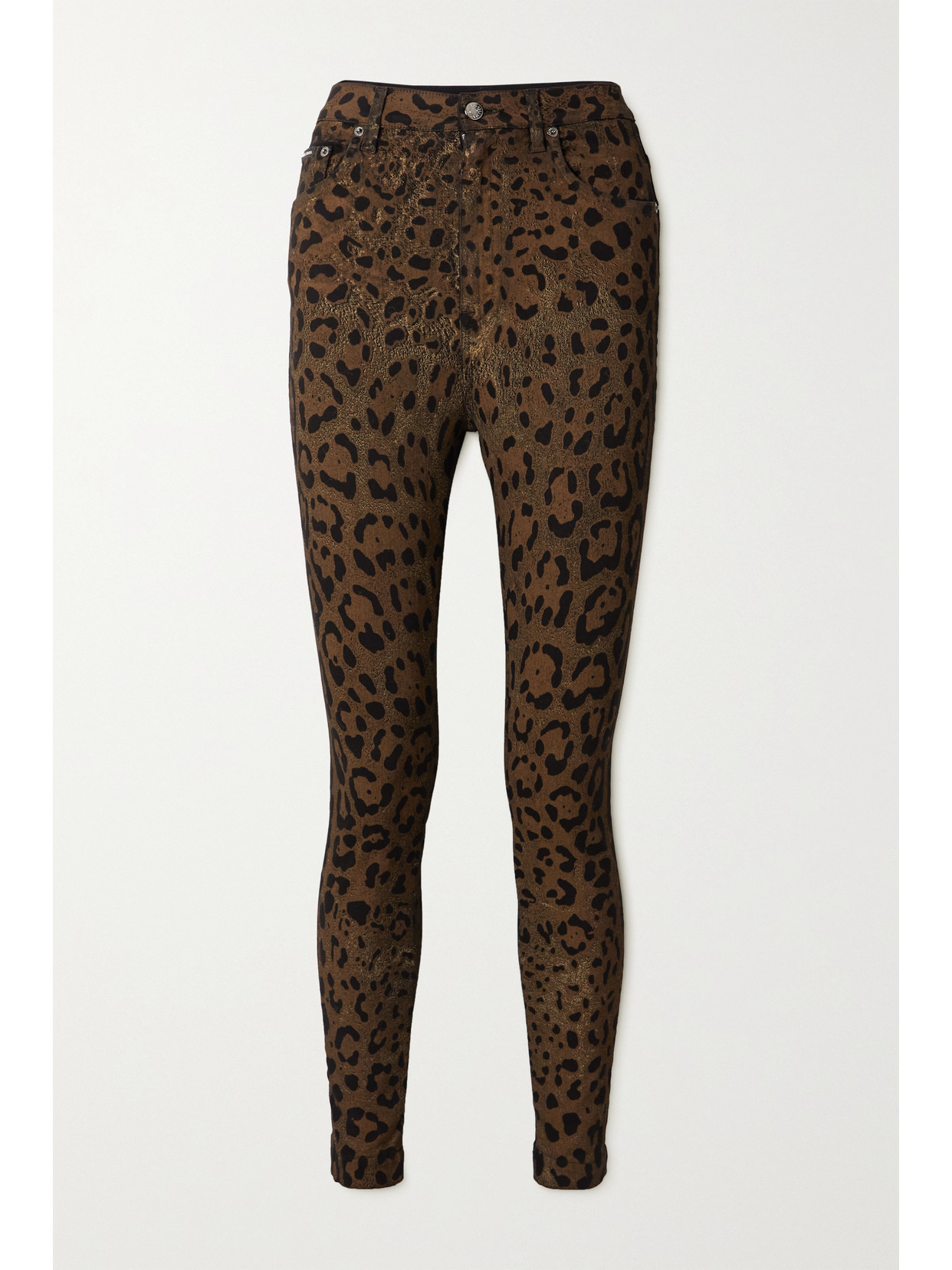 DOLCE & GABBANA DIVA METALLIC LEOPARD-PRINT HIGH-RISE SKINNY JEANS