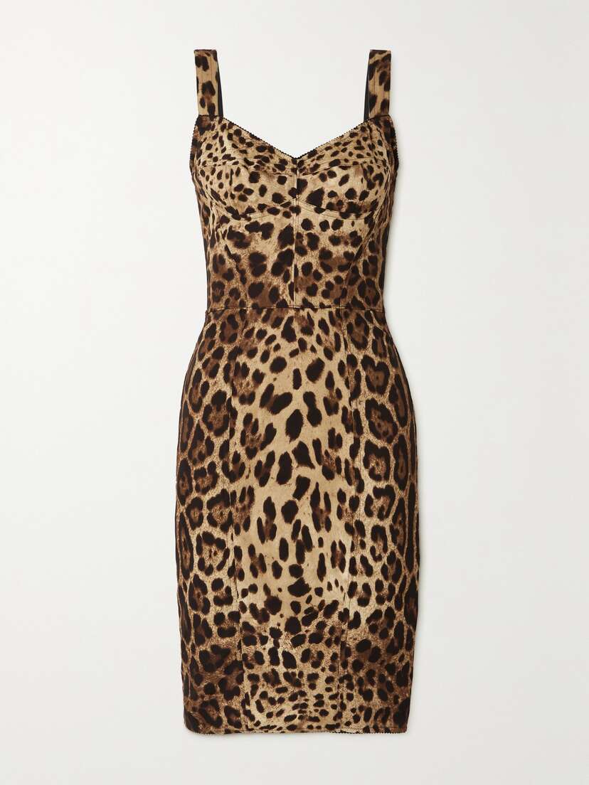Dolce & Gabbana Leopard-print Silk-blend Charmeuse Dress