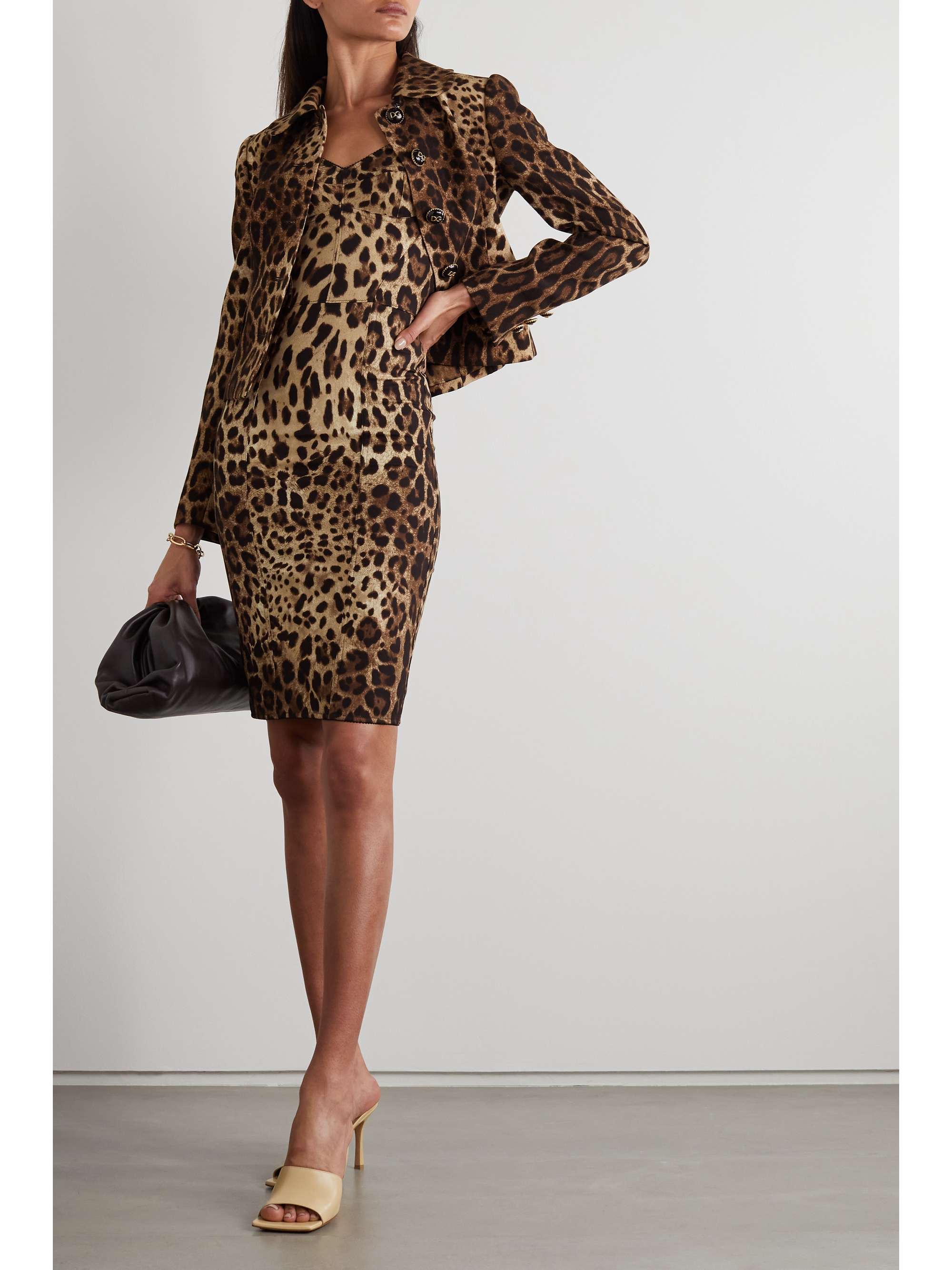 Leopard-print silk-blend charmeuse dress