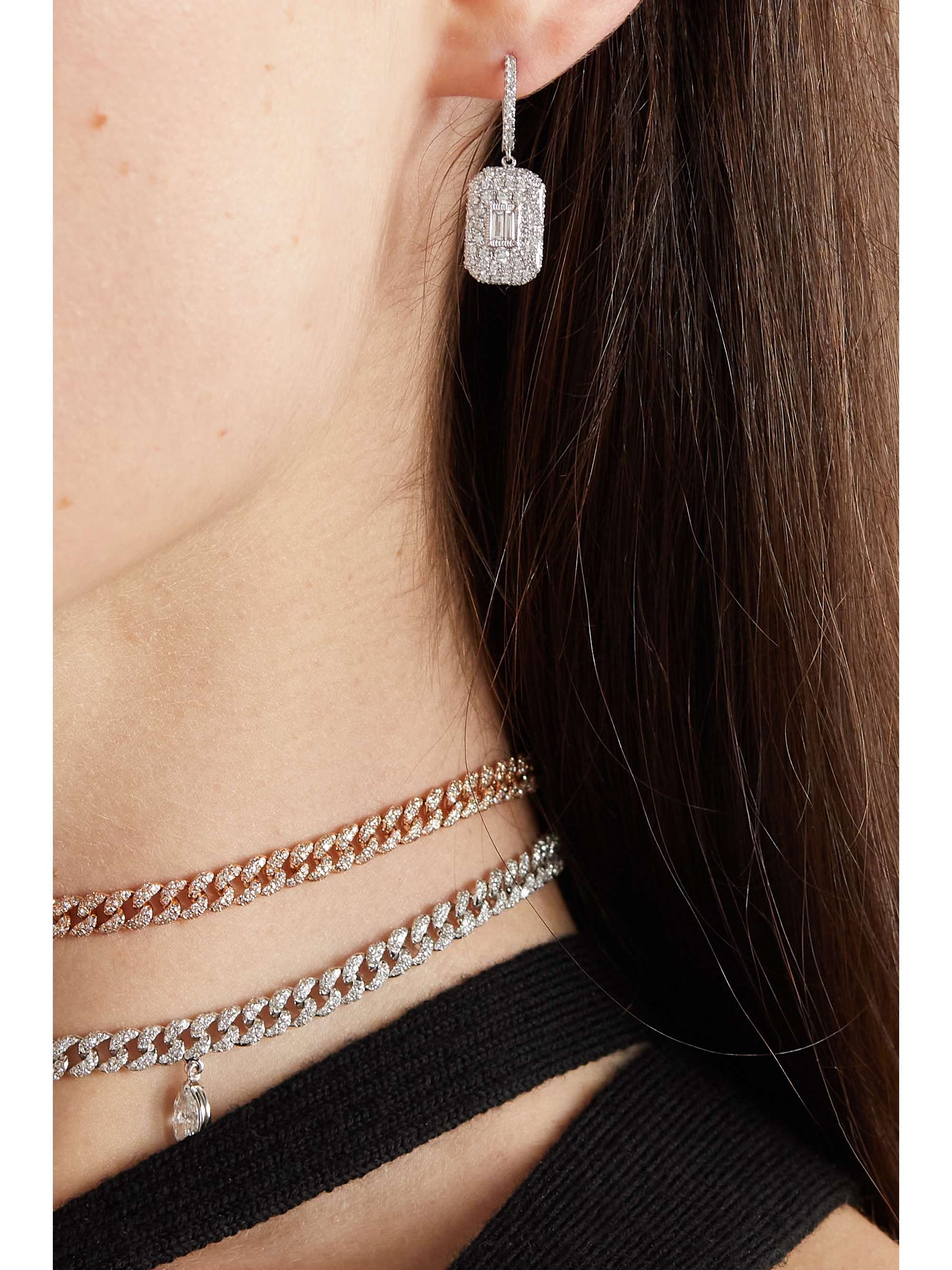 SHAY 18-karat white gold diamond earrings
