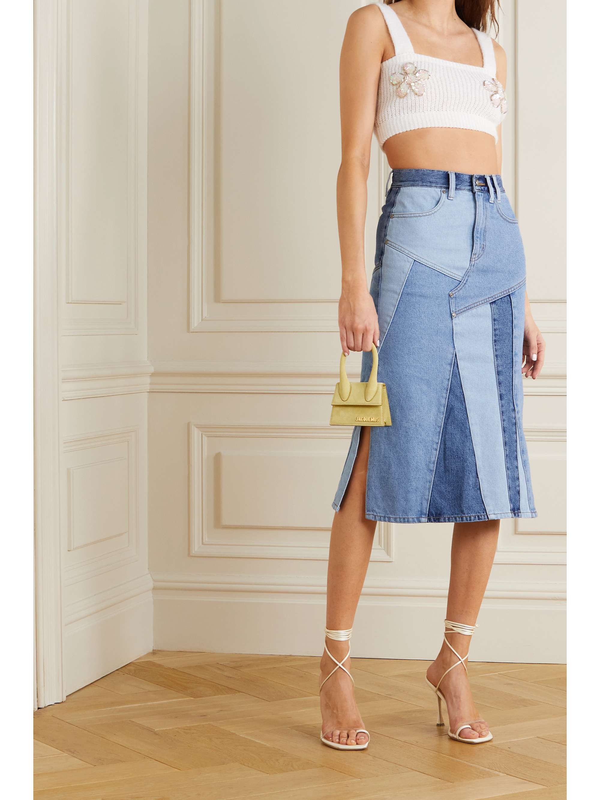 ALESSANDRA RICH Cropped embellished mohair-blend top
