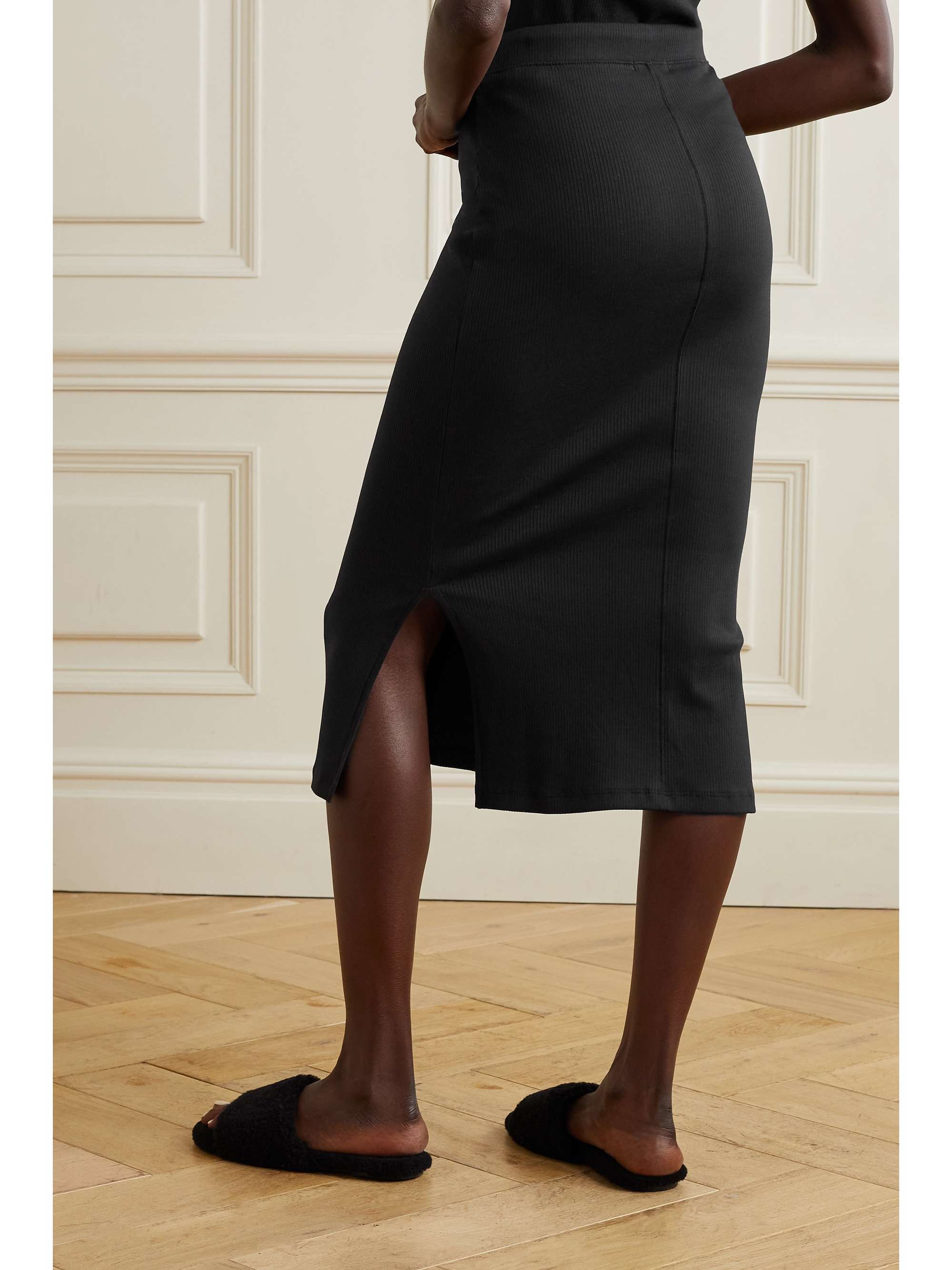SKIN + NET SUSTAIN Imani ribbed stretch organic Pima cotton-jersey skirt