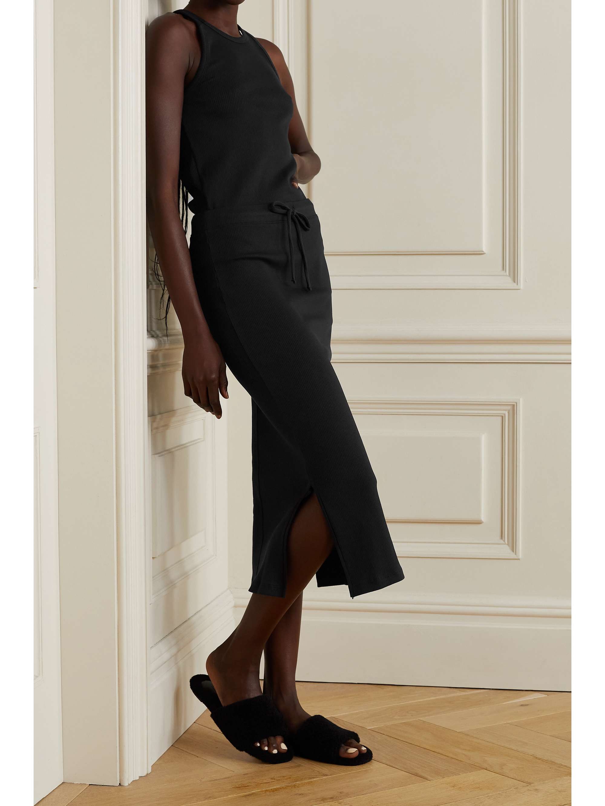 SKIN + NET SUSTAIN Imani ribbed stretch organic Pima cotton-jersey skirt