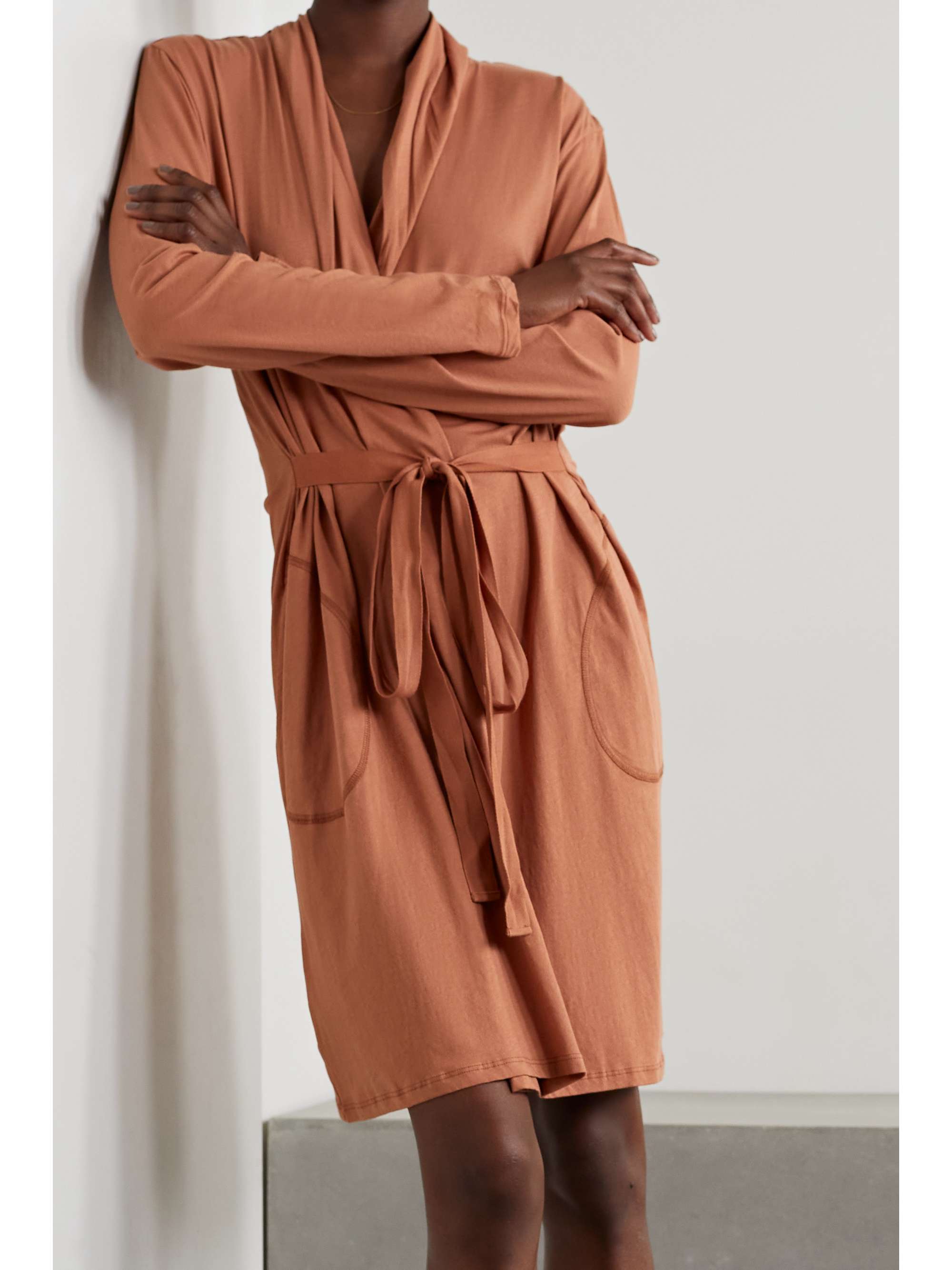 Brown + NET SUSTAIN Coleen organic Pima cottonjersey robe SKIN NET