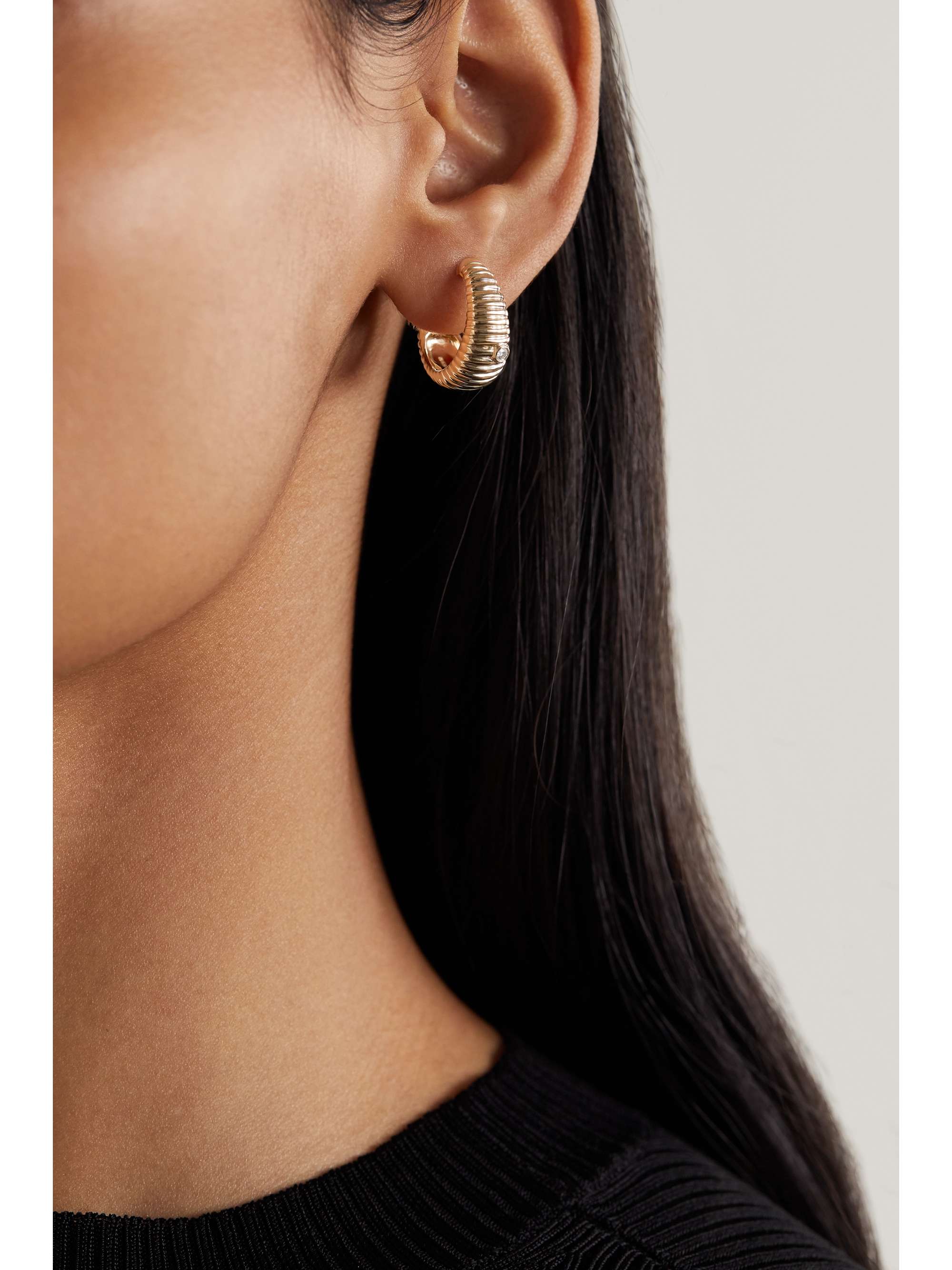 YVONNE LÉON 9-karat gold diamond hoop earrings