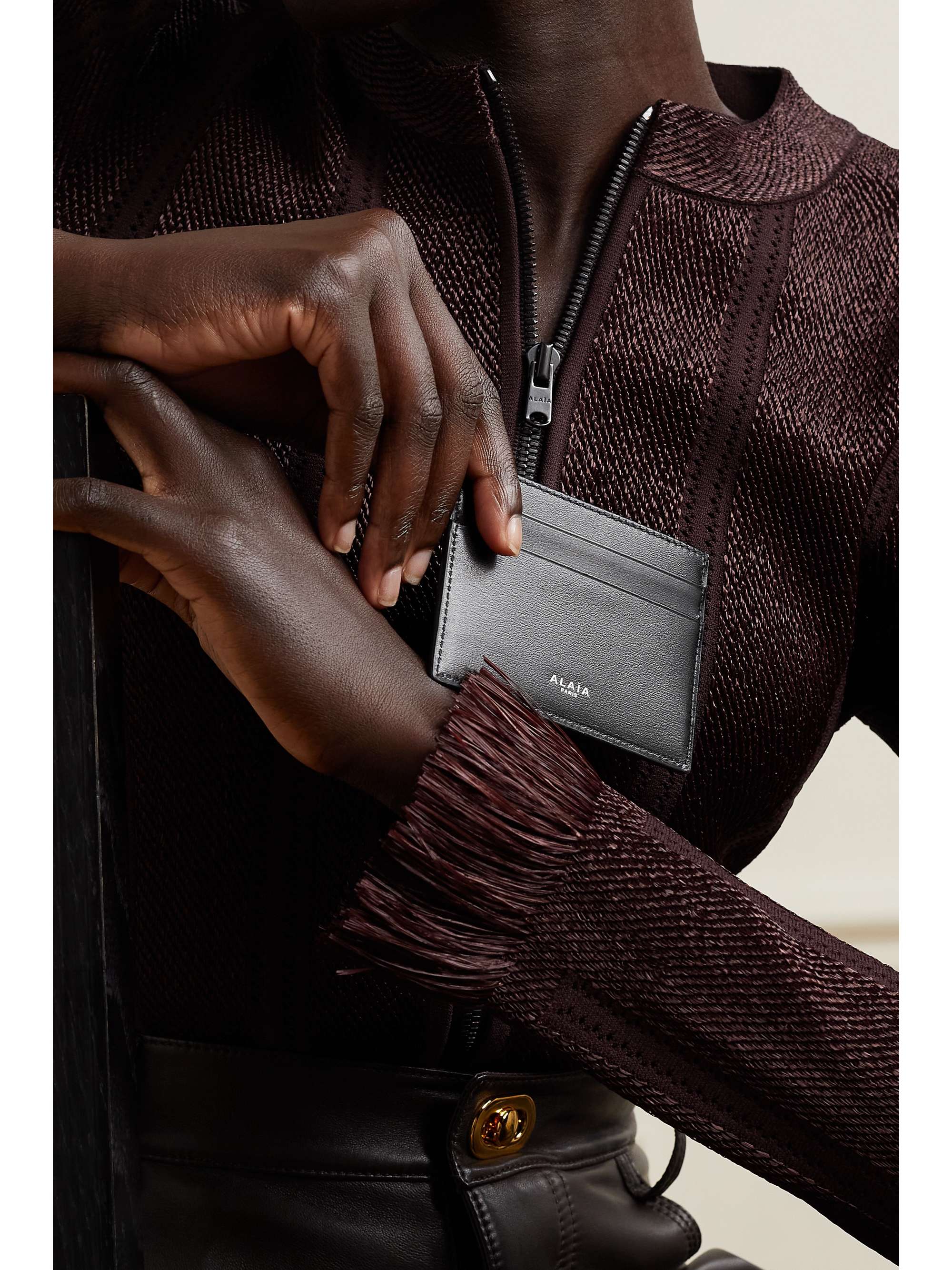 ALAÏA Laser-cut leather cardholder
