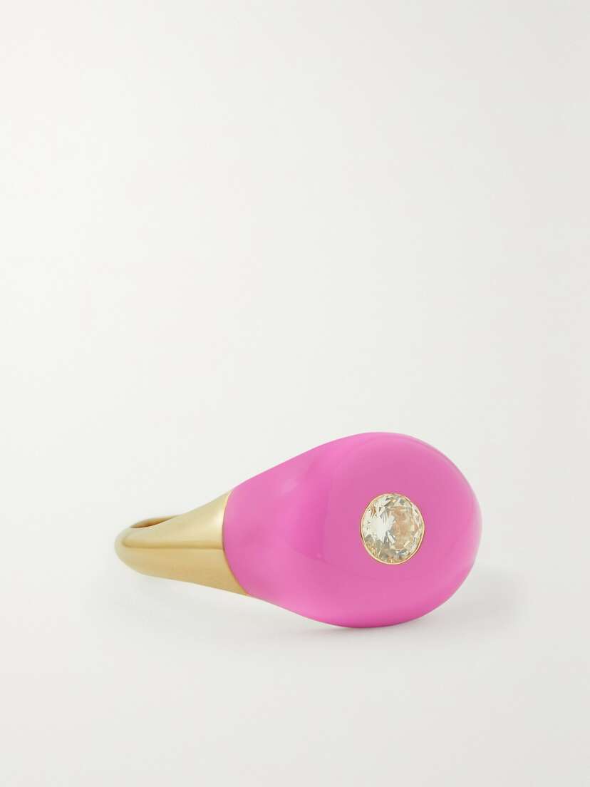 Charms Company Les Bonbons 1-karat Gold, Enamel And Quartz Ring