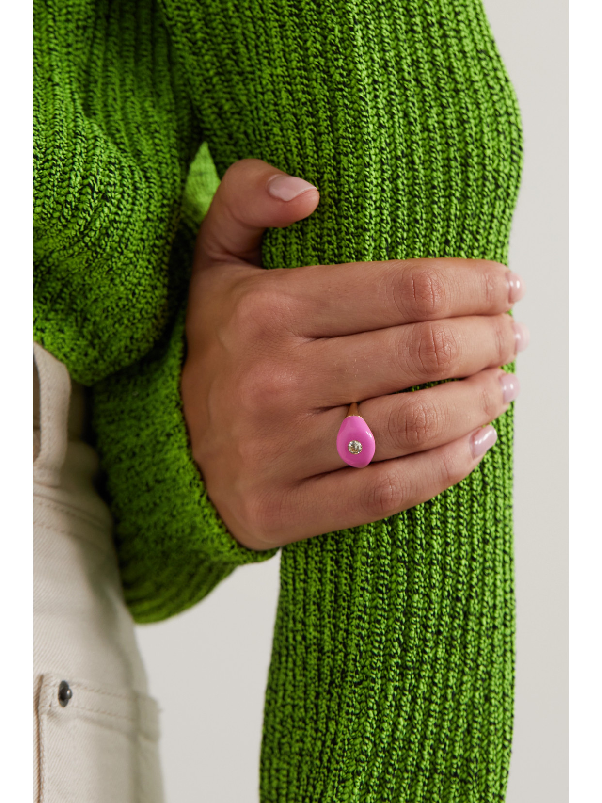 Charms Company Les Bonbons 14-karat Gold, Enamel And Quartz Ring In Gold