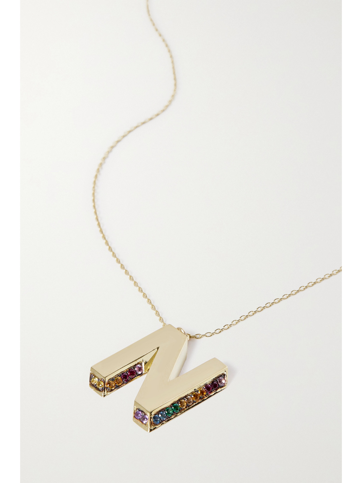 Charms Company Initials 14-karat Gold Sapphire Necklace In Gold