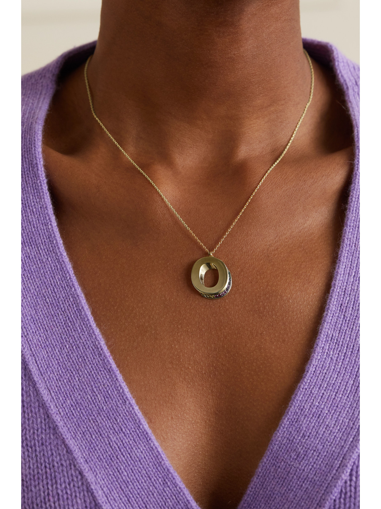 Charms Company Initials 14-karat Gold Sapphire Necklace In Gold