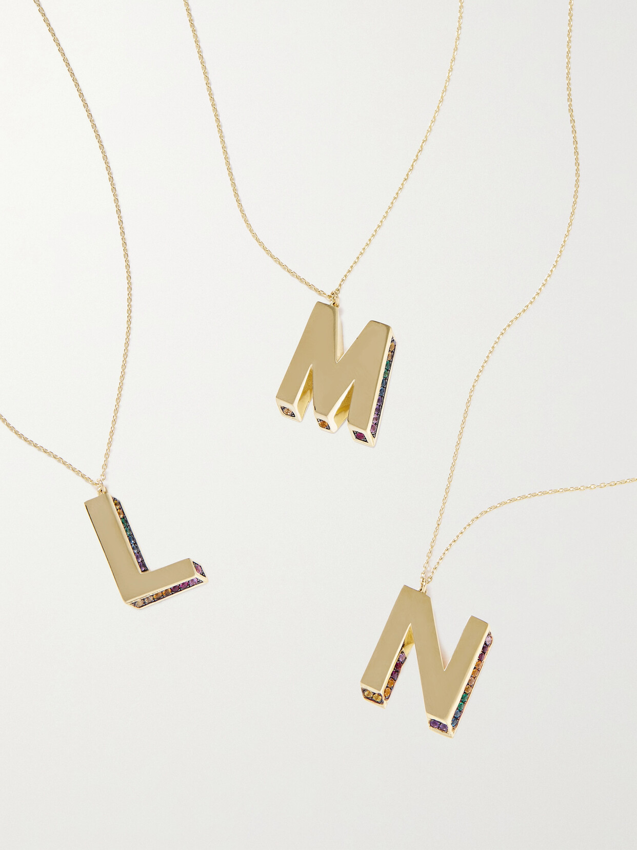 Charms Company Initials 14-karat Gold Sapphire Necklace