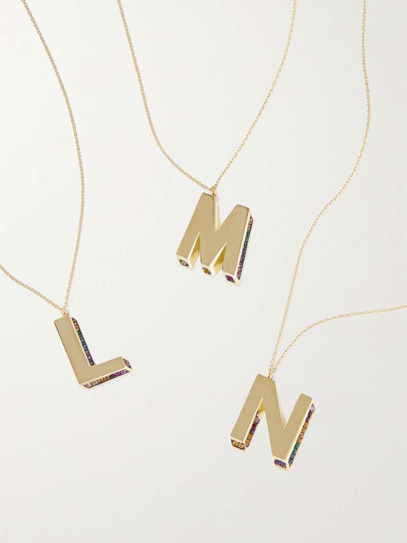 Charms Company Initials 14-karat Gold Sapphire Necklace