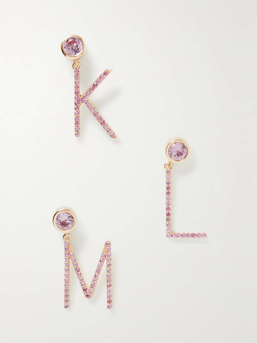 Charms Company nitial 14-karat Gold Sapphire Single Earring