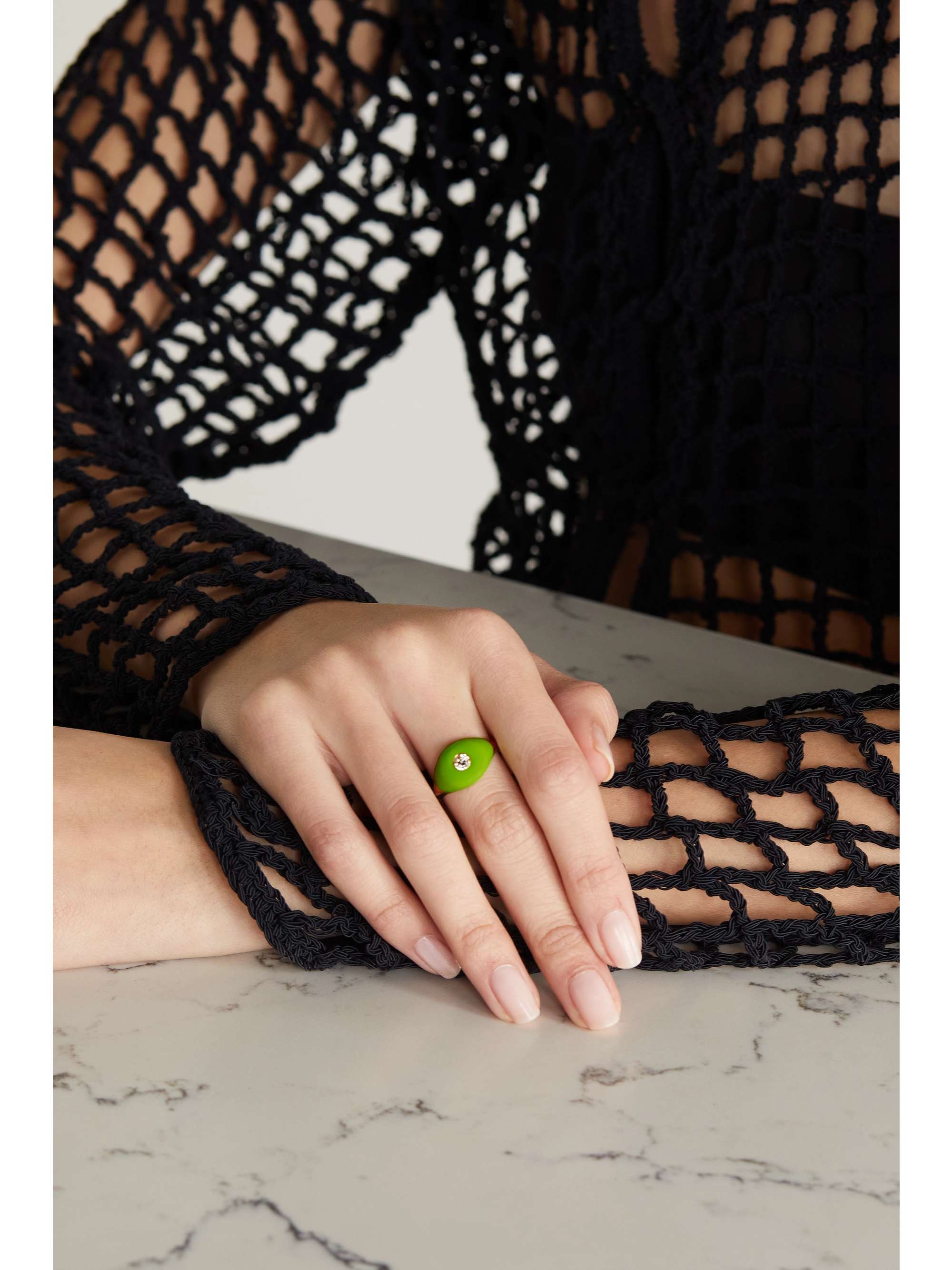 CHARMS COMPANY Les Bonbons 14-karat gold, enamel and quartz ring