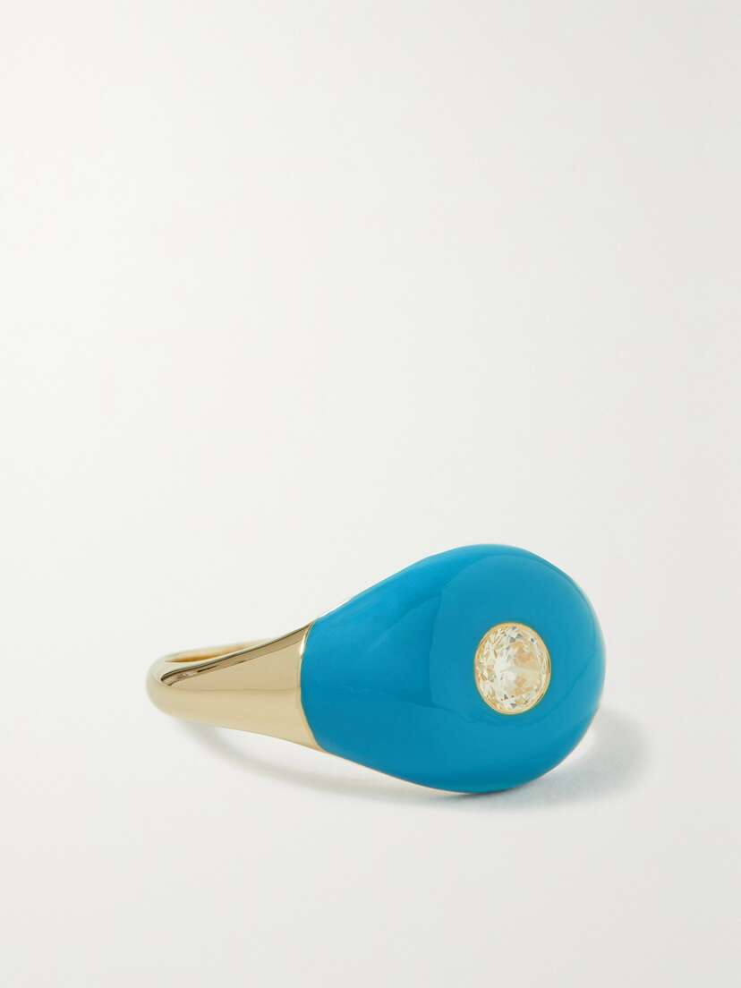 Charms Company Les Bonbons 1-karat Gold, Enamel And Quartz Ring