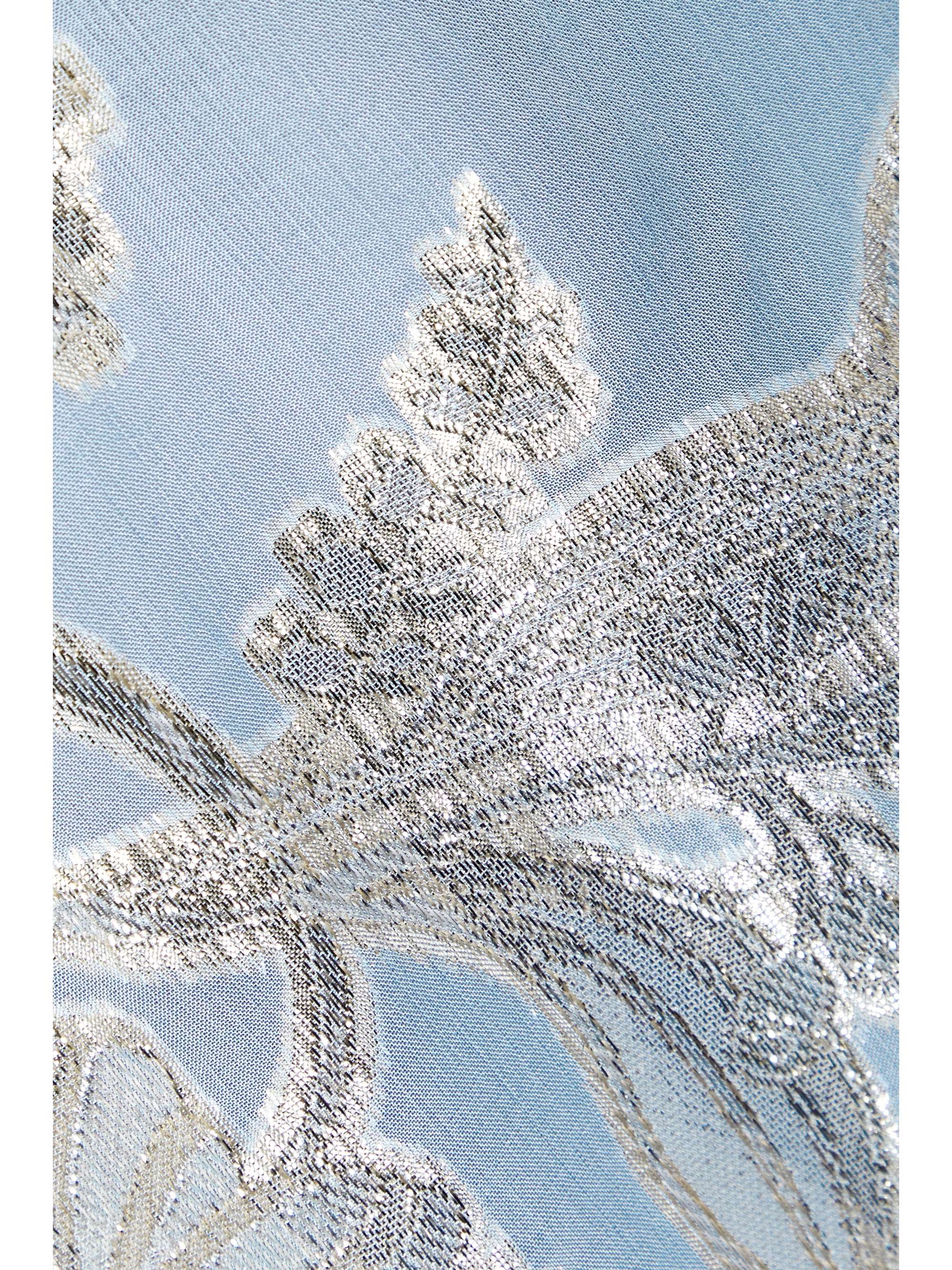 TALLER MARMO Gina feather-trimmed metallic fil coupé silk-blend chiffon mini dress