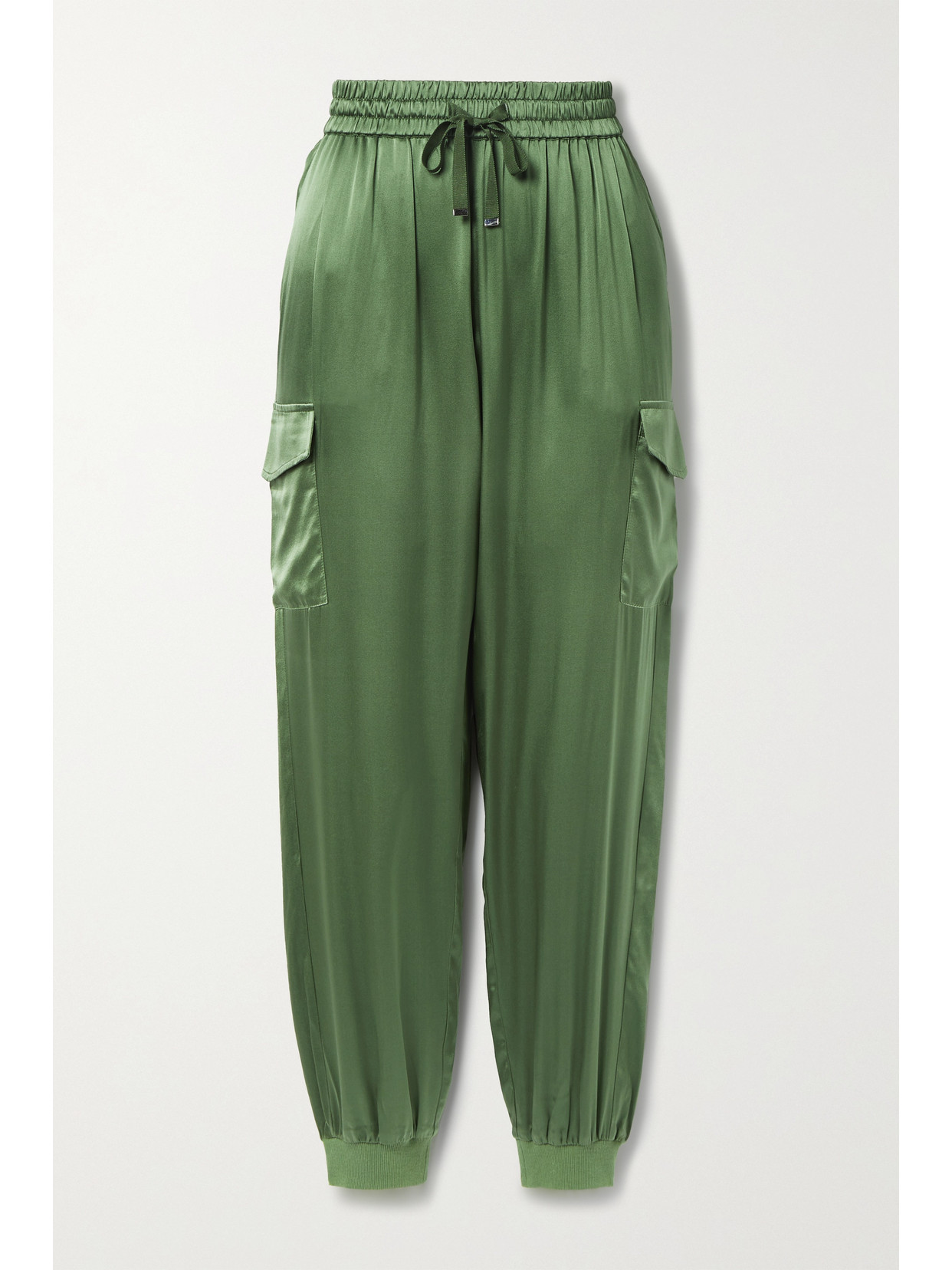 Cami Nyc The Elsie Silk-blend Charmeuse Track Pants In Green