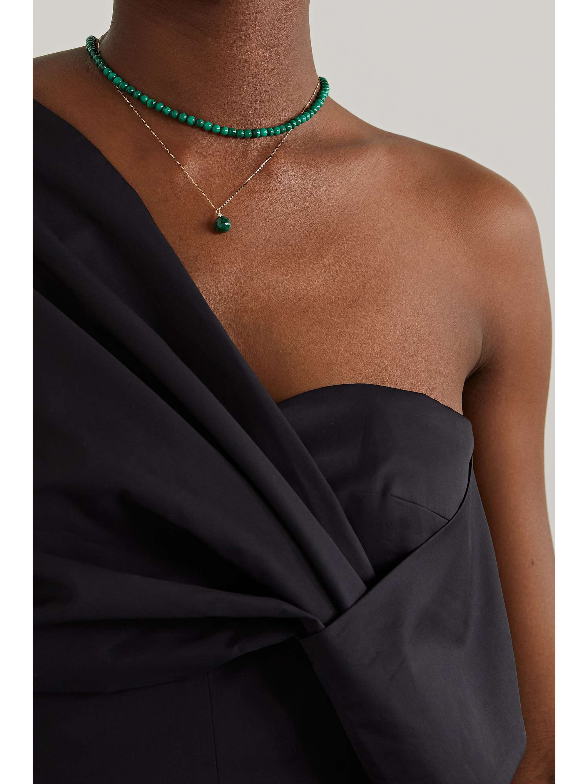 MATEO 14-karat gold malachite necklace