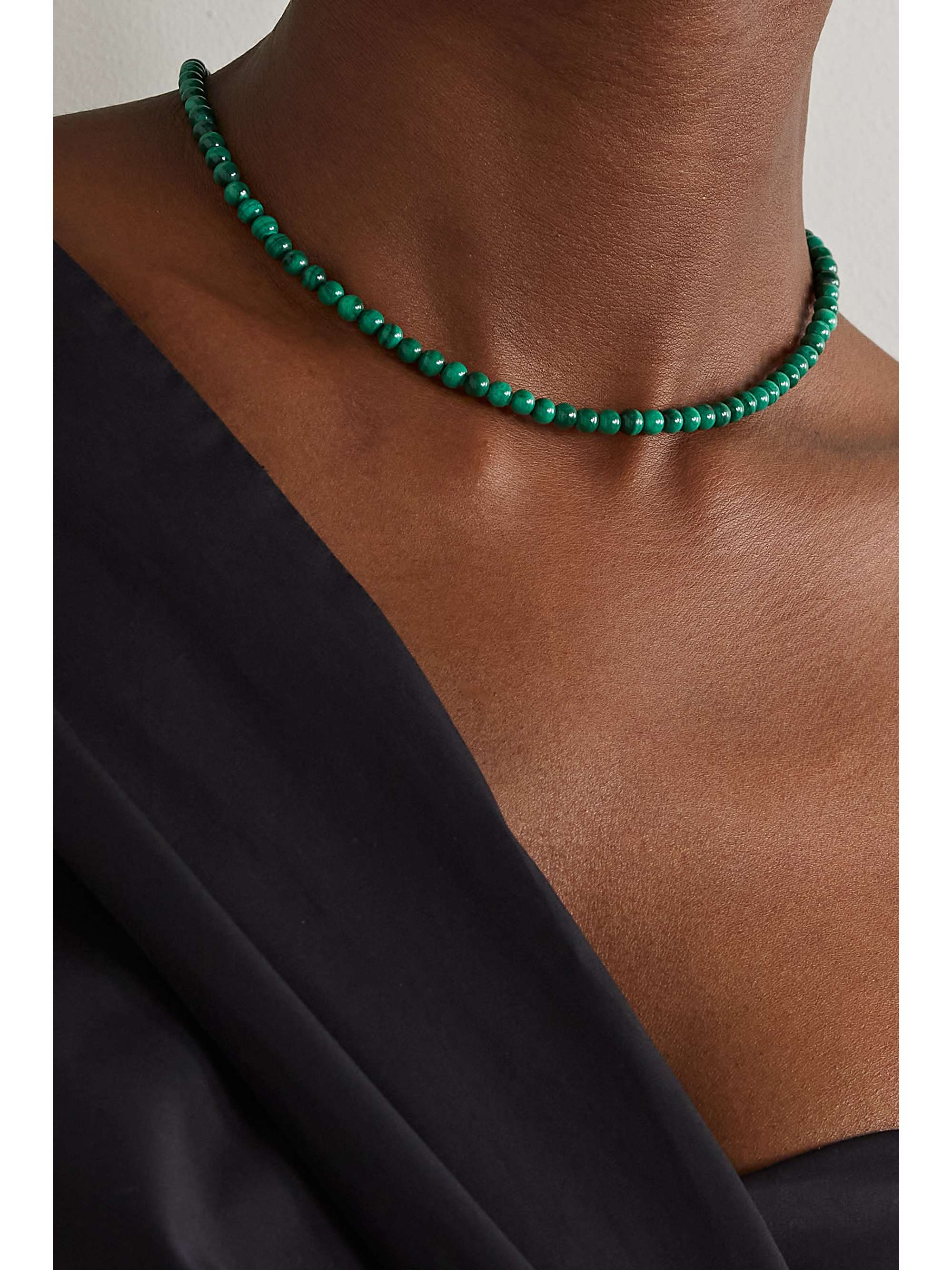 MATEO 14-karat gold malachite necklace