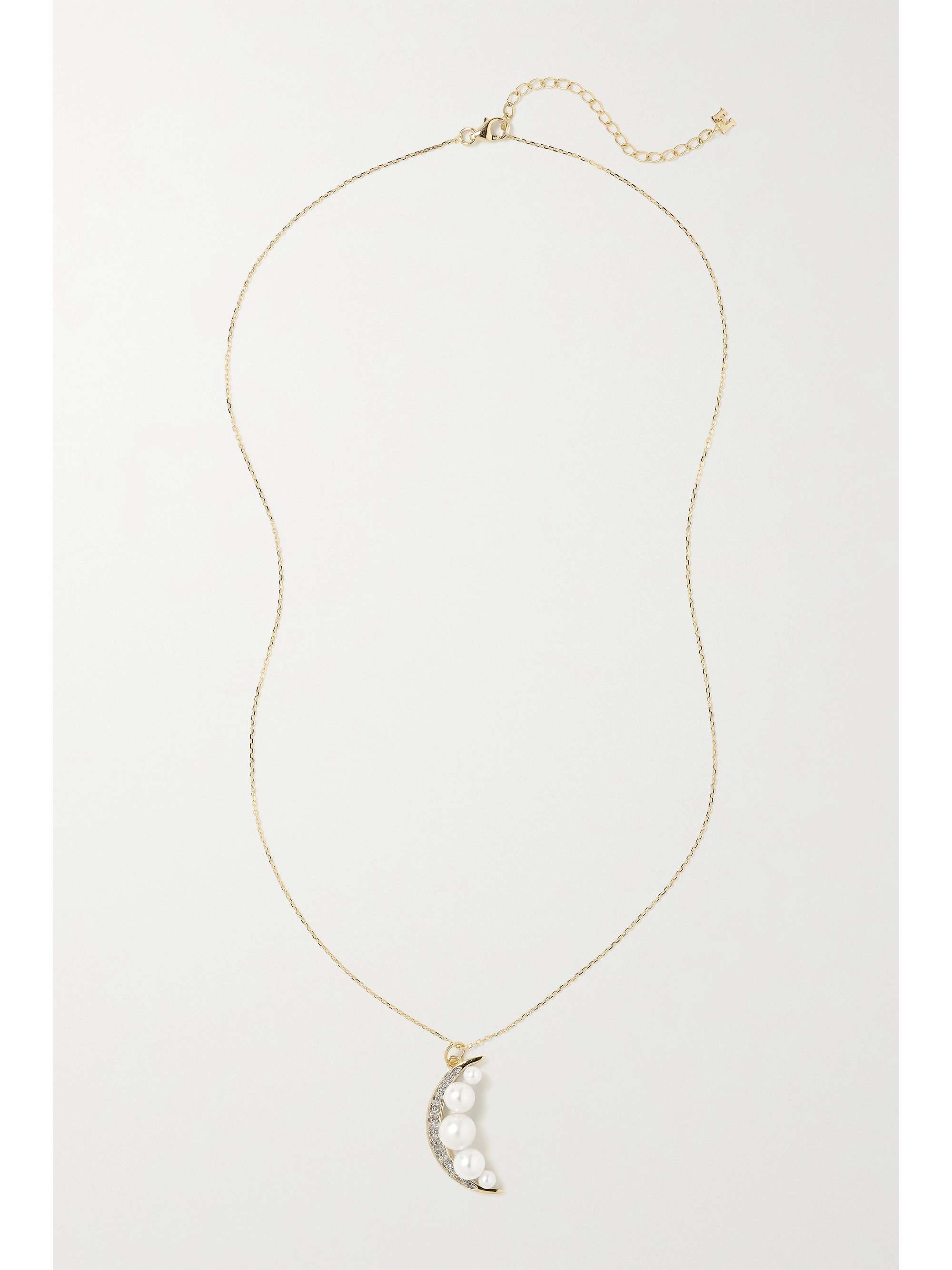 MATEO 14-karat gold, pearl and diamond necklace