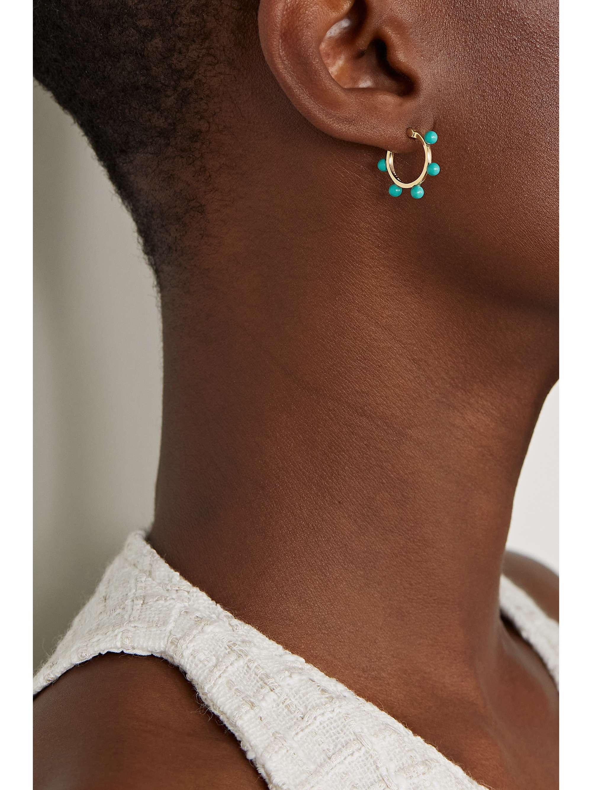 MATEO 14 karat gold turquoise hoop earrings NET A PORTER