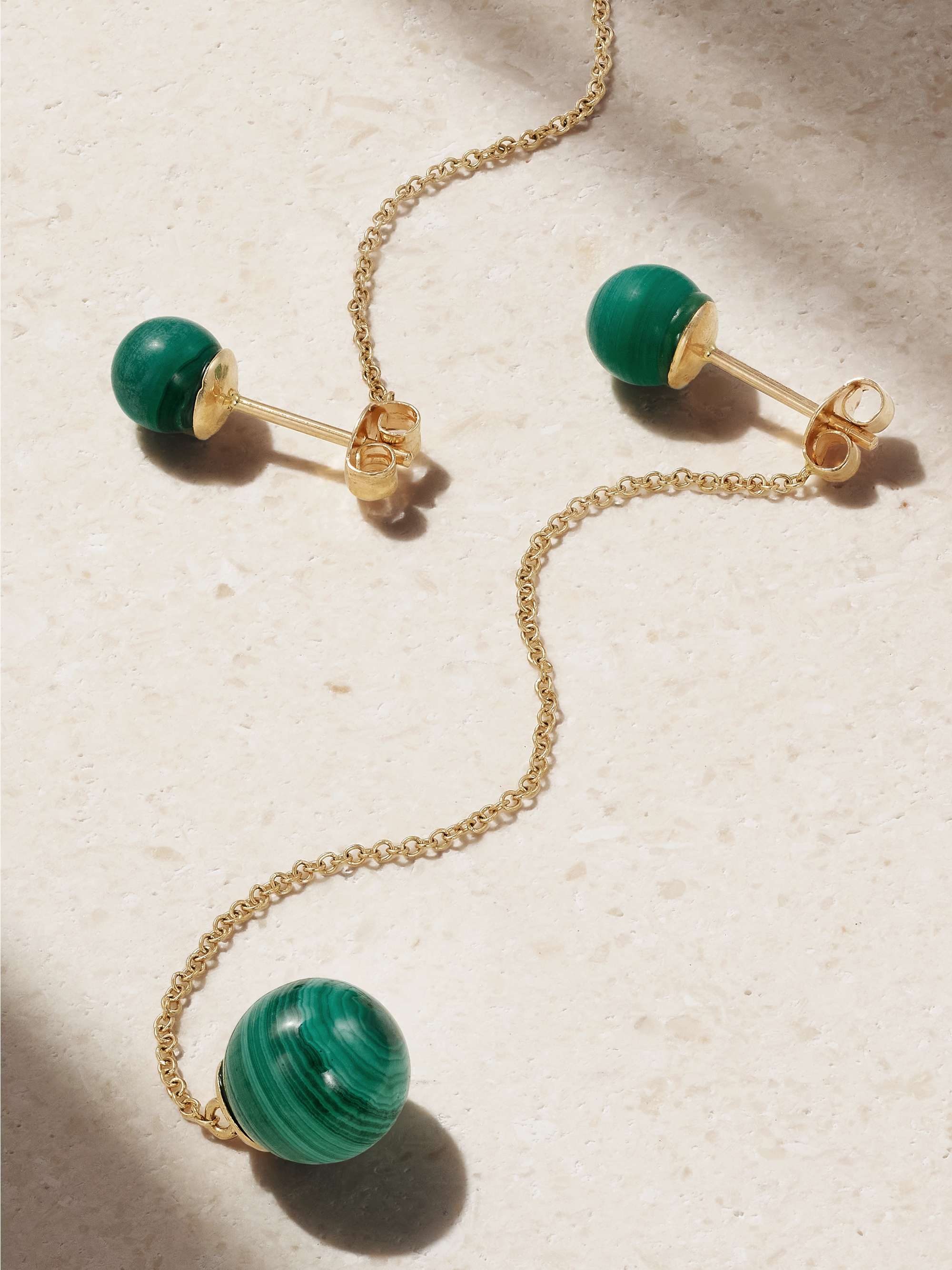 MATEO Convertible 14-karat gold malachite earrings