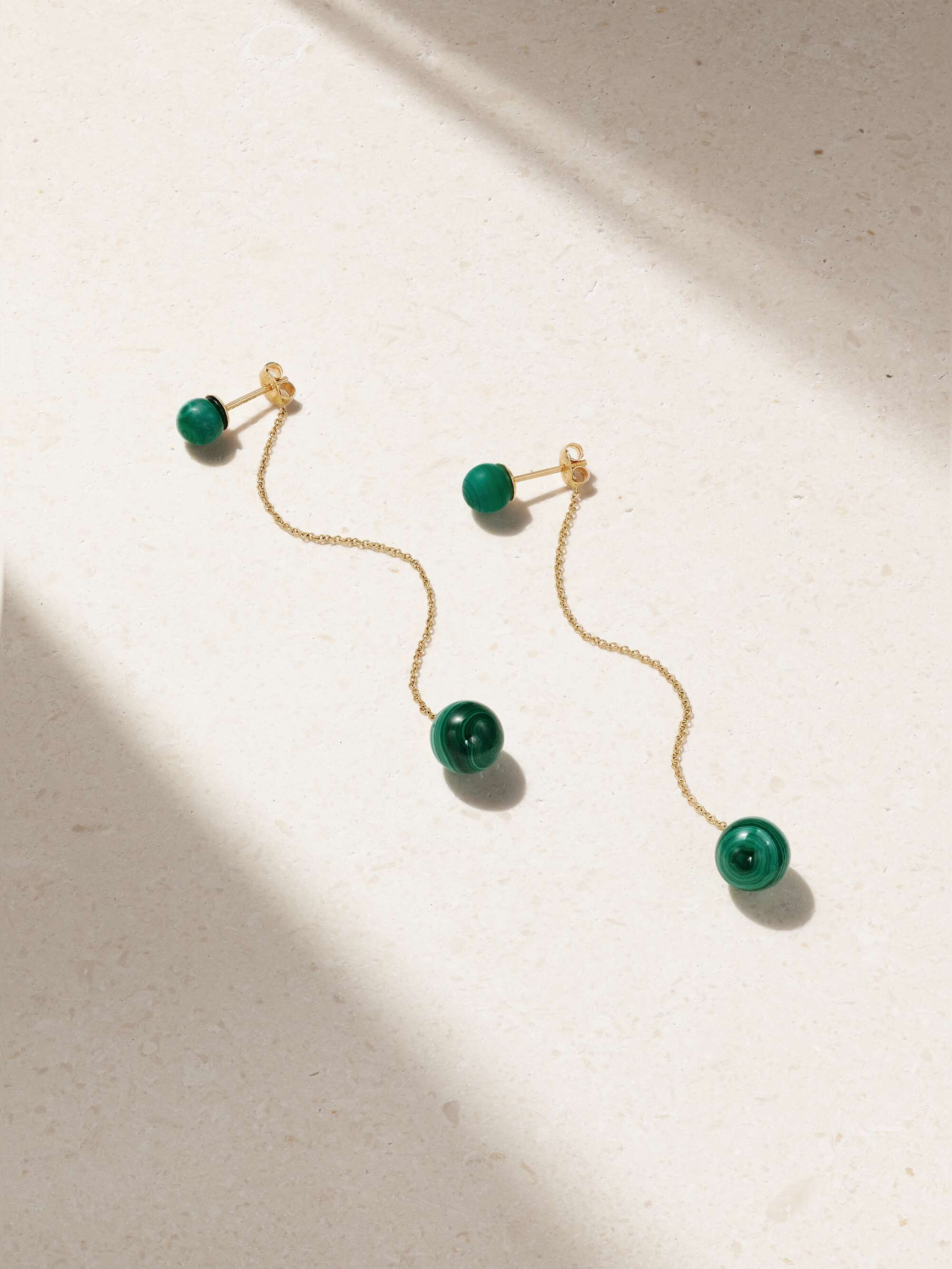 Details about   Malachite and 14 karat gold filled necklace and earring set 