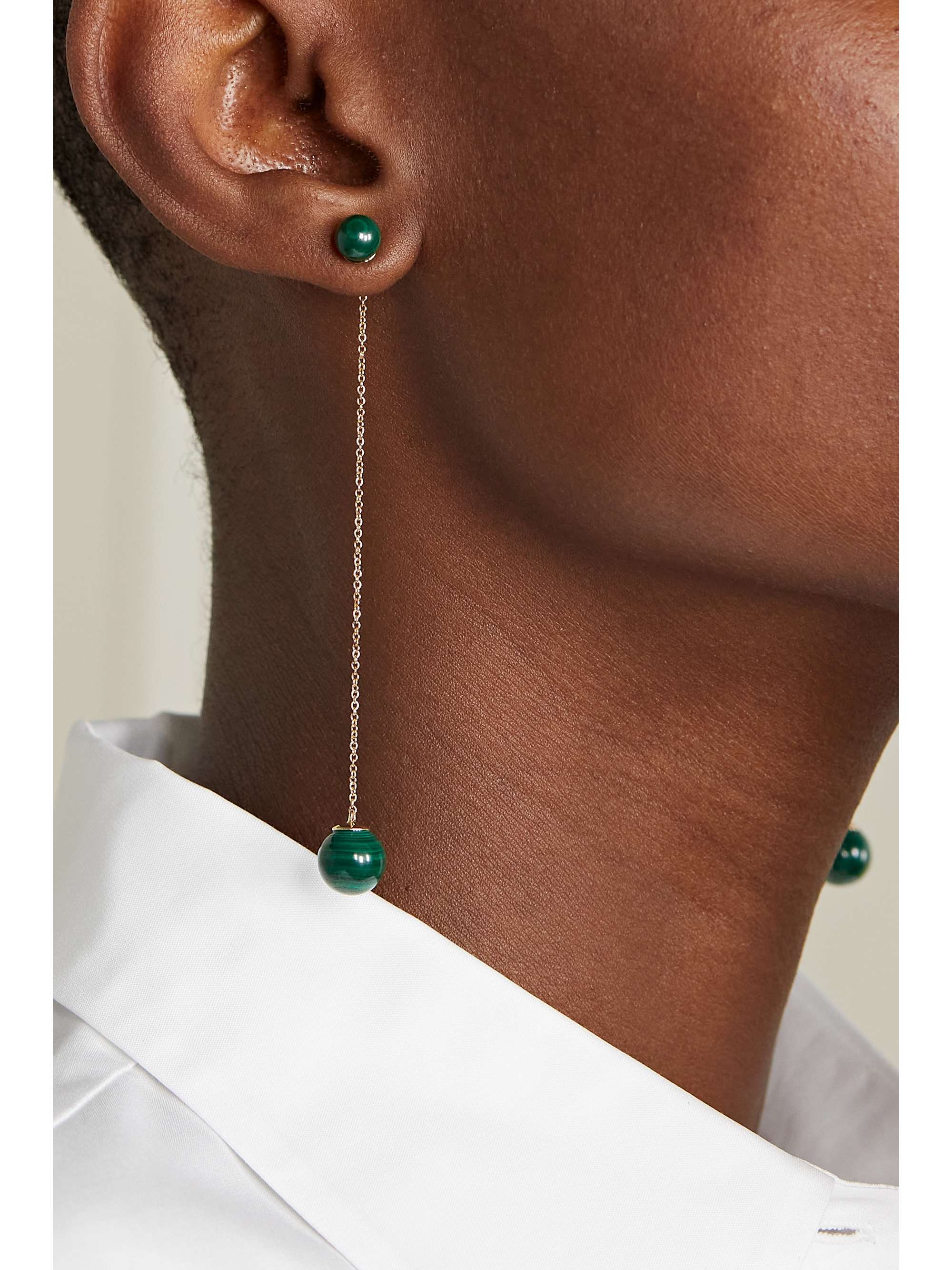 MATEO Convertible 14-karat gold malachite earrings