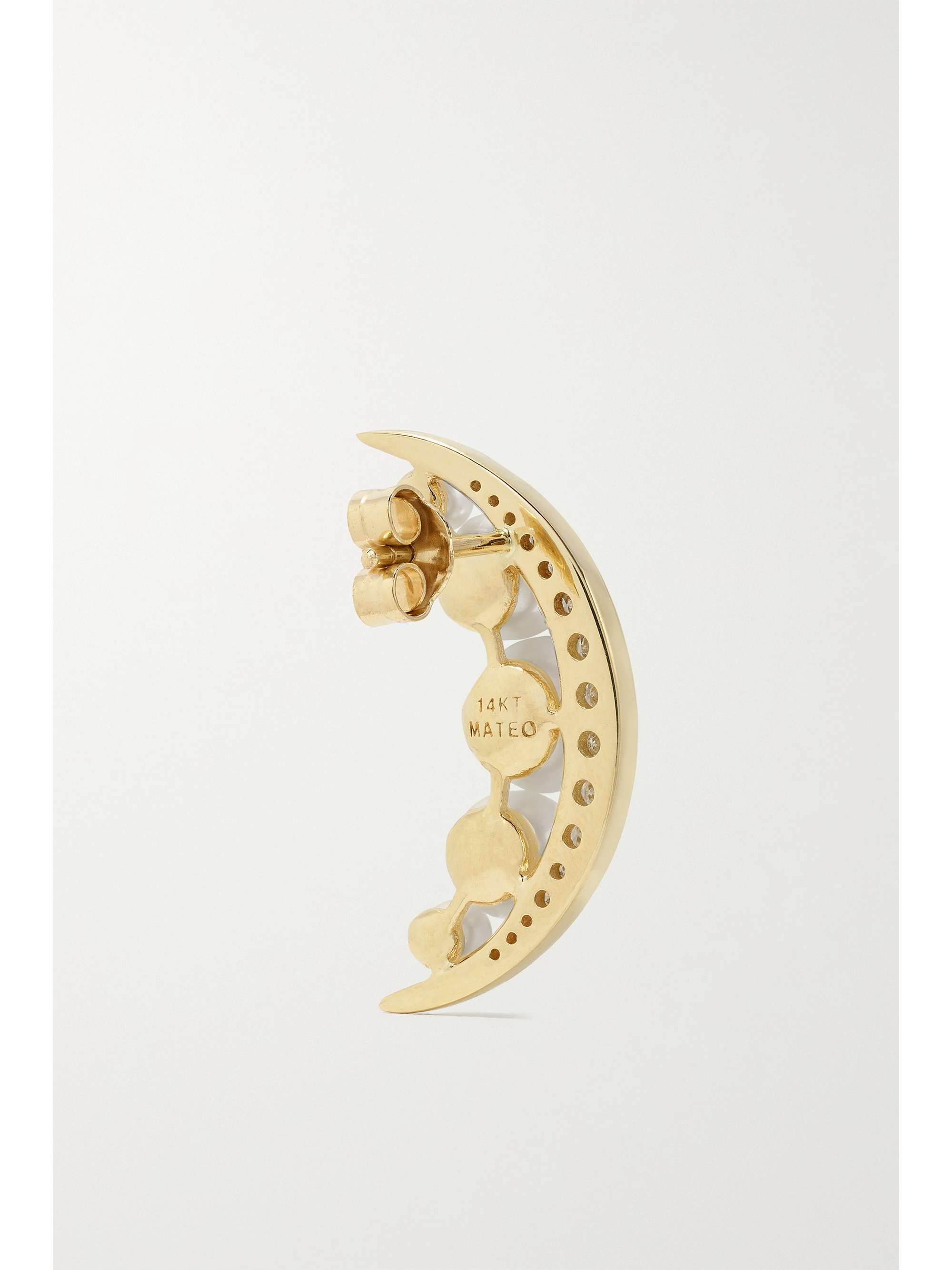 MATEO 14-karat gold, pearl and diamond earrings