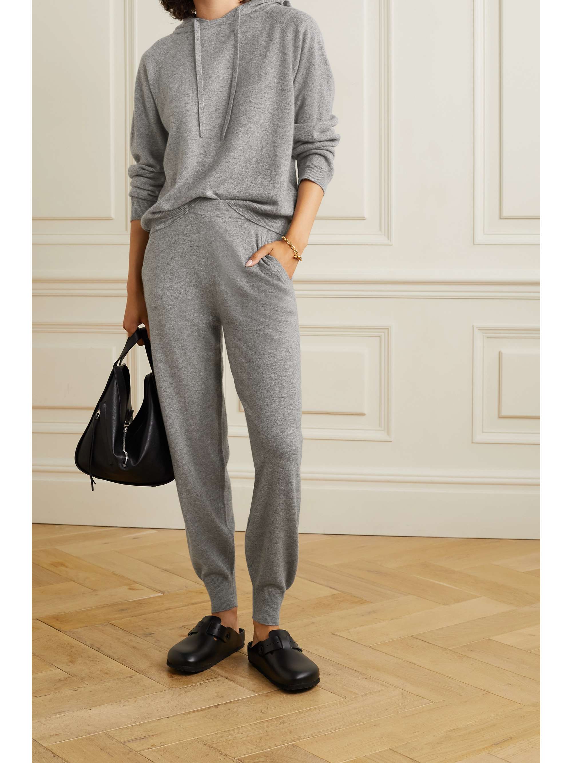 Gray Cashmere hoodie and track pants 