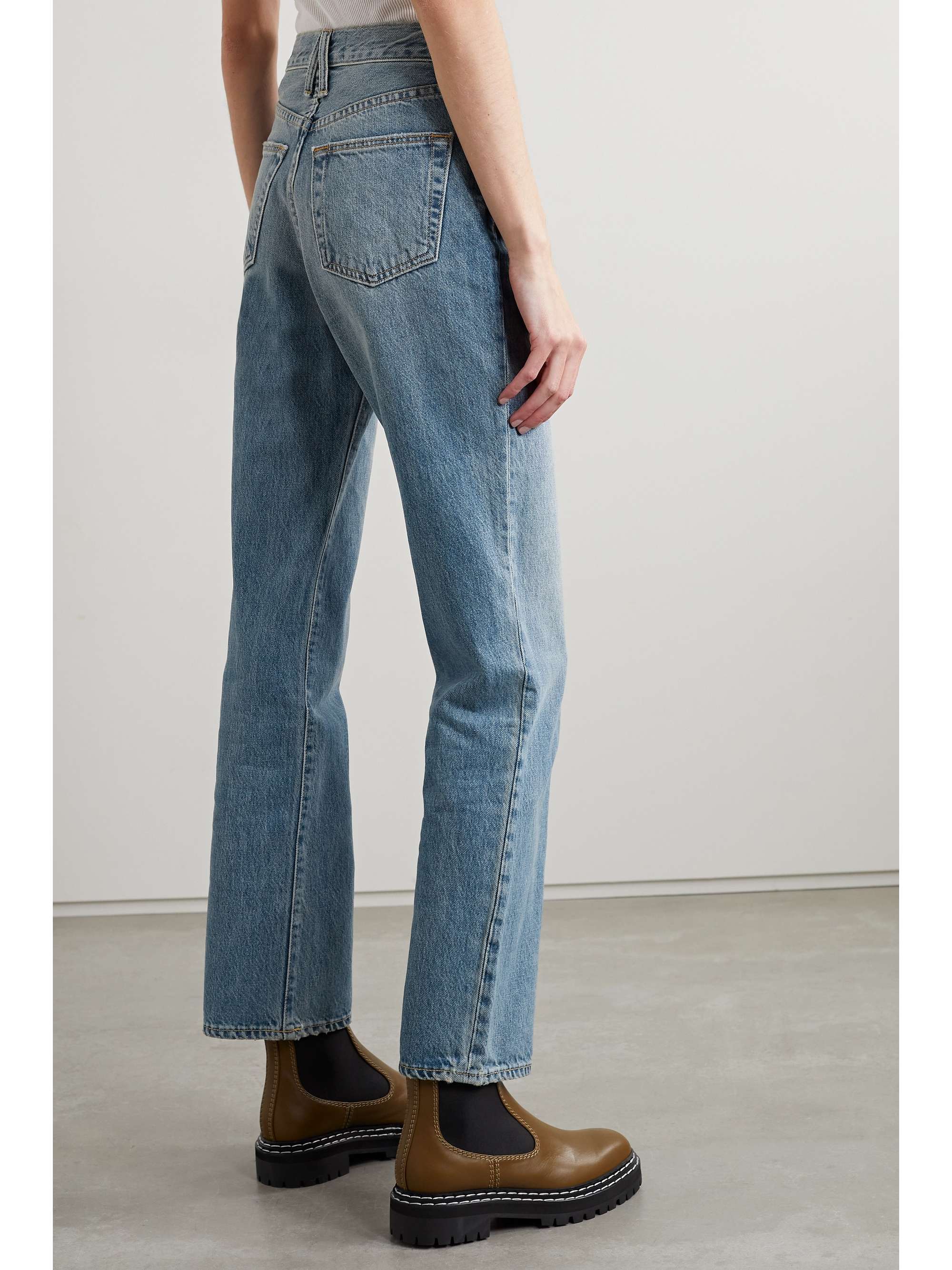 SLVRLAKE + NET SUSTAIN London distressed high-rise straight-leg jeans