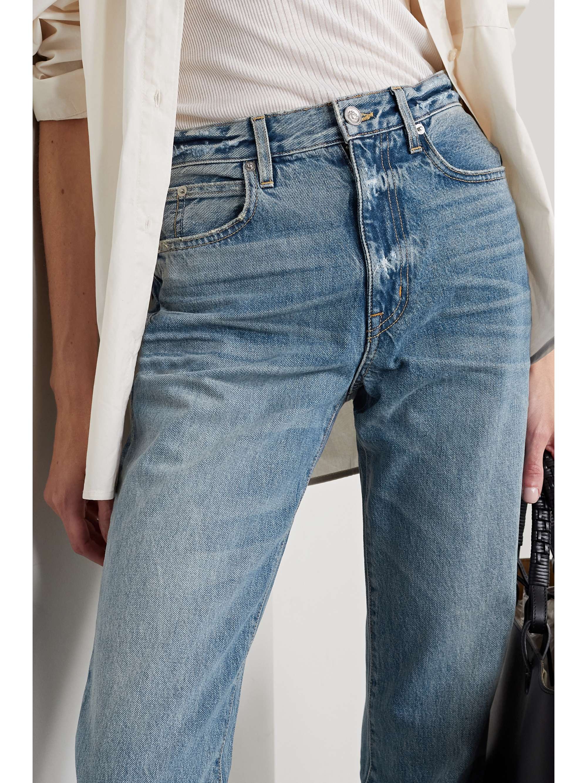 SLVRLAKE + NET SUSTAIN London distressed high-rise straight-leg jeans