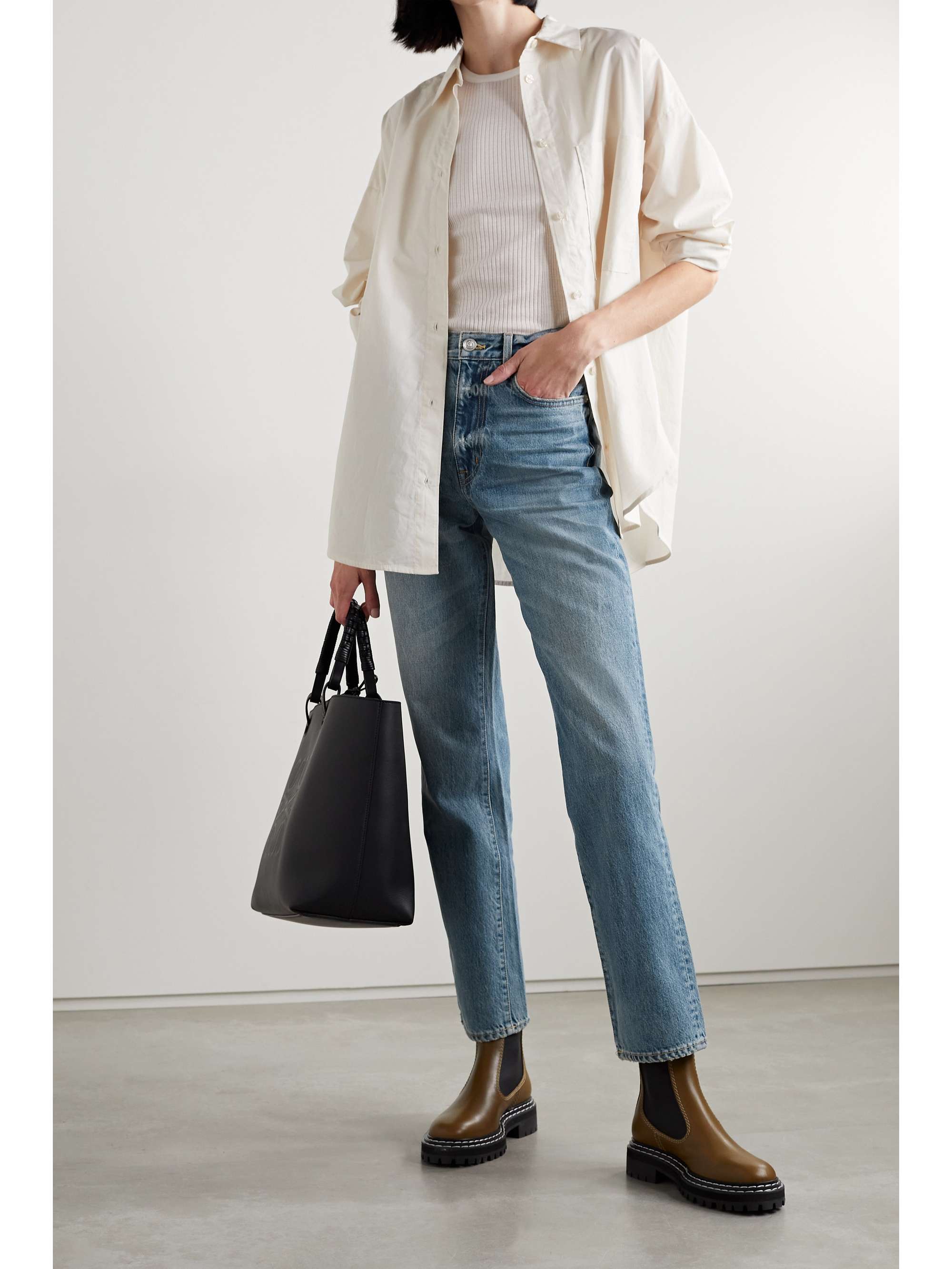 SLVRLAKE + NET SUSTAIN London distressed high-rise straight-leg jeans