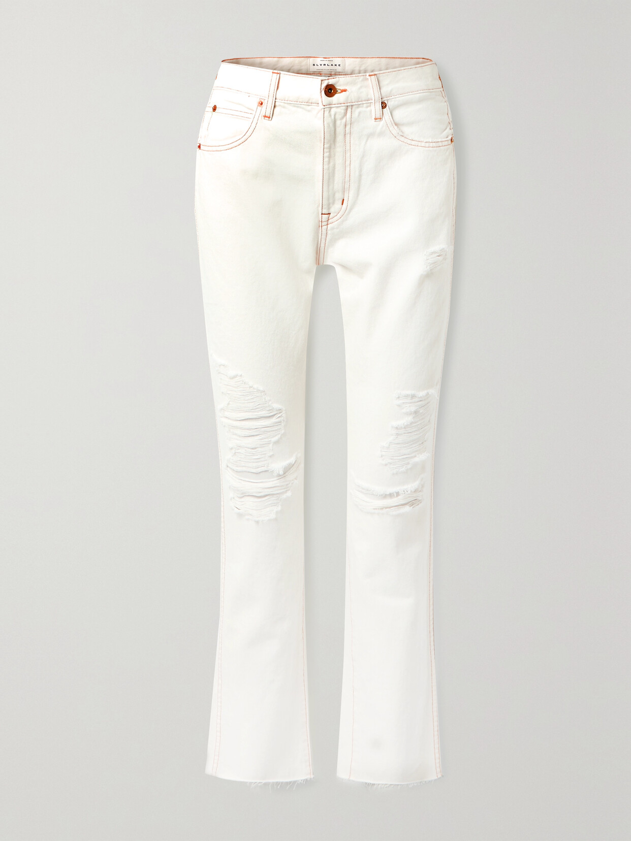 SLVRLAKE - + Net Sustain Hero Cropped Distressed High-rise Straight-leg Jeans - White 22 Awaiting product image