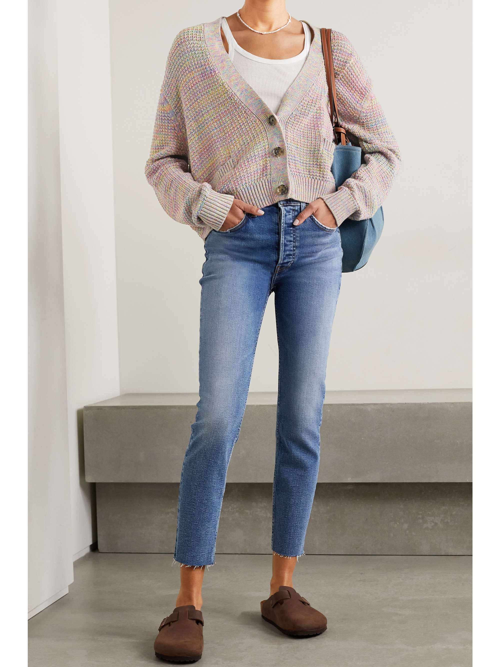 Taupe Wool and cashmere-blend cardigan 