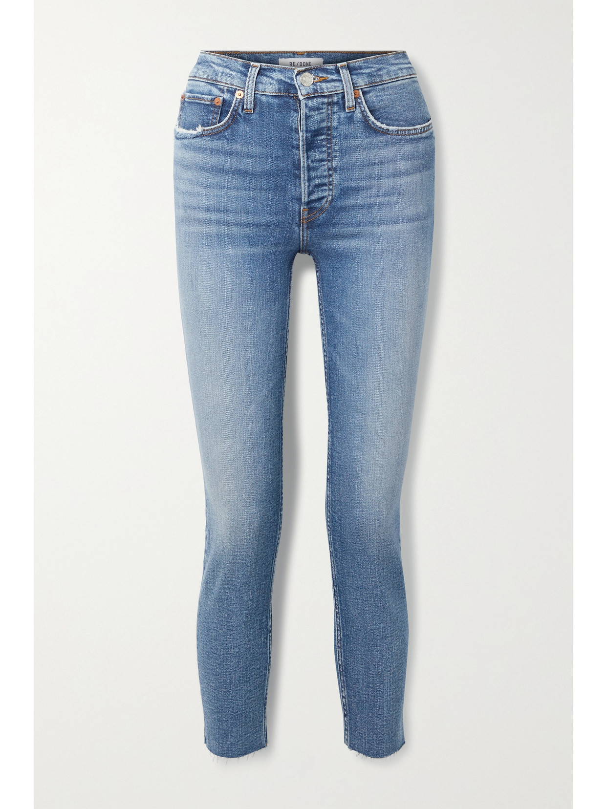 RE/DONE STRETCH ANKLE CROP HIGH-RISE SKINNY JEANS