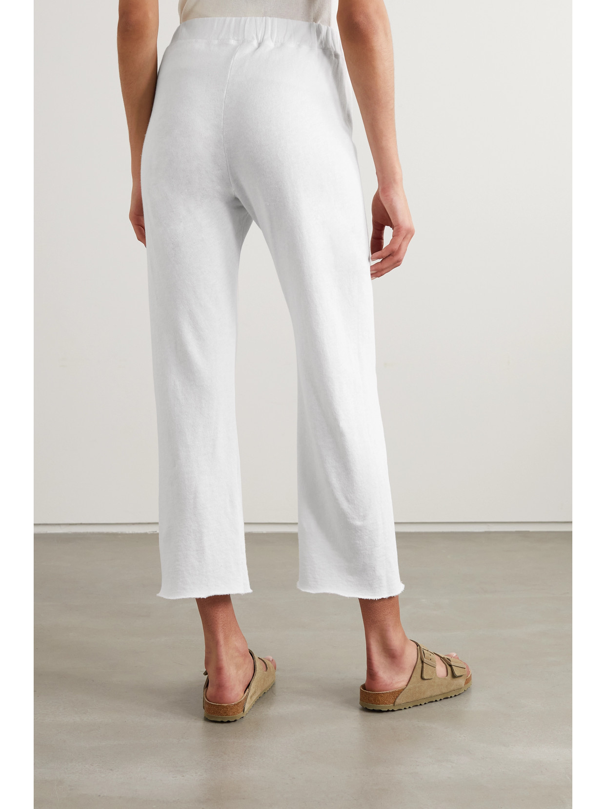 Shop James Perse Cropped Supima Cotton-terry Track Pants In White