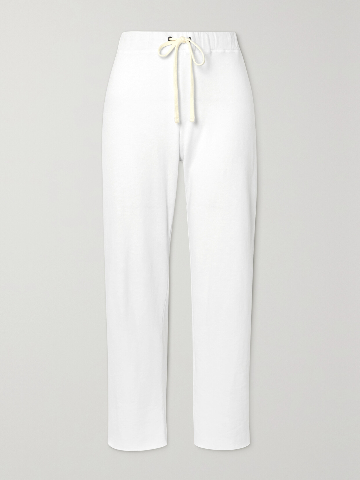 Shop James Perse Cropped Supima Cotton-terry Track Pants In White