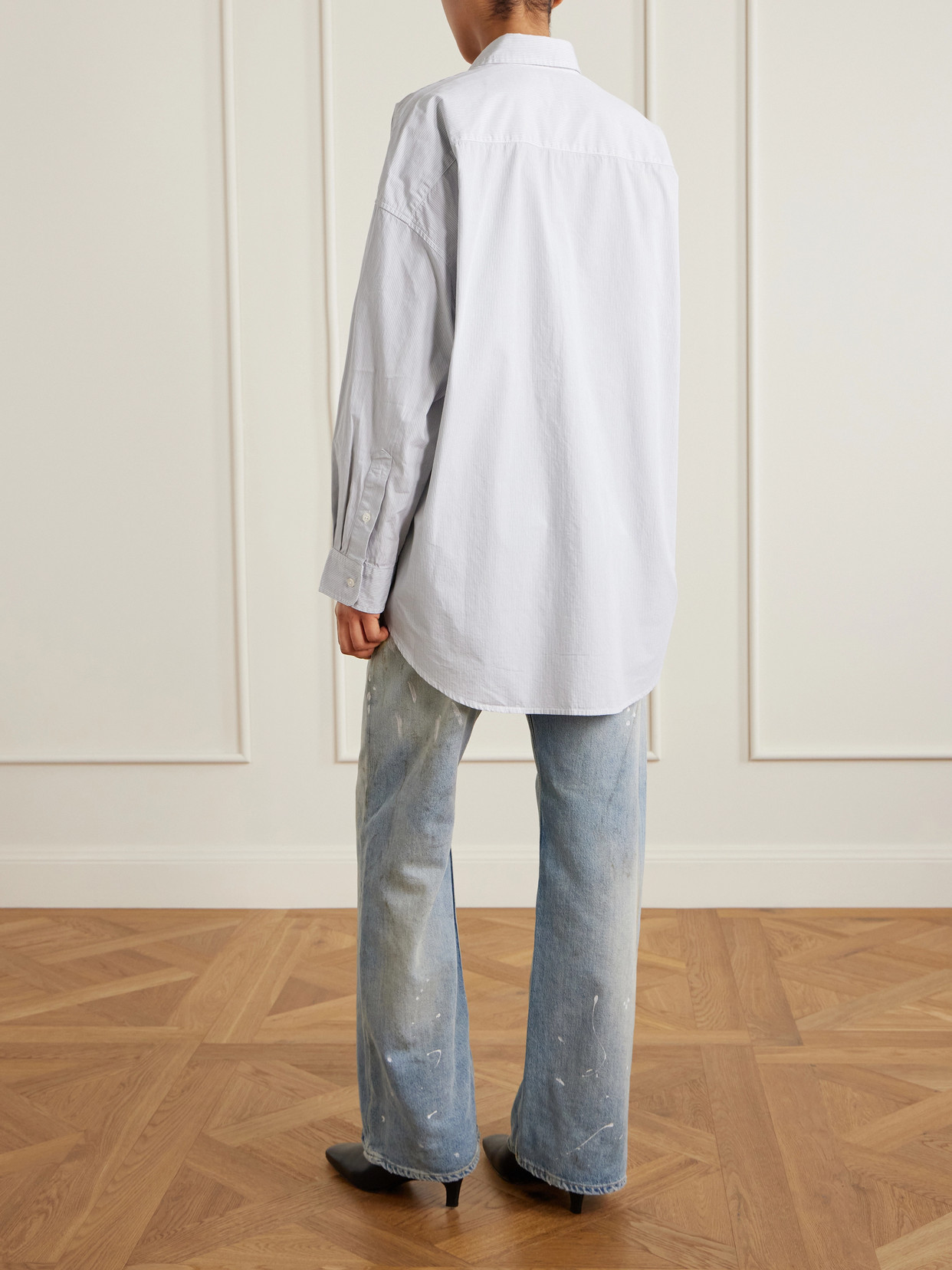 R13 Oversized Striped Washed-cotton Oxford Shirt In Blue