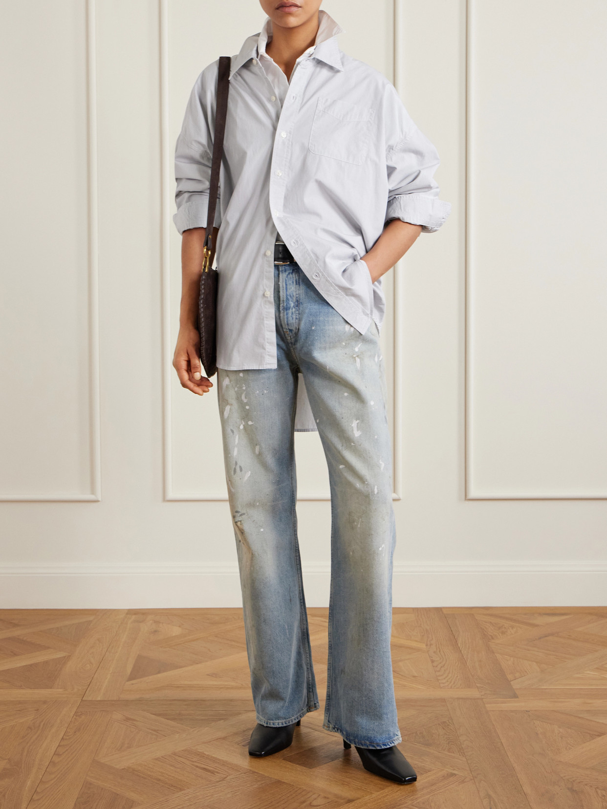 R13 Oversized Striped Washed-cotton Oxford Shirt In Blue