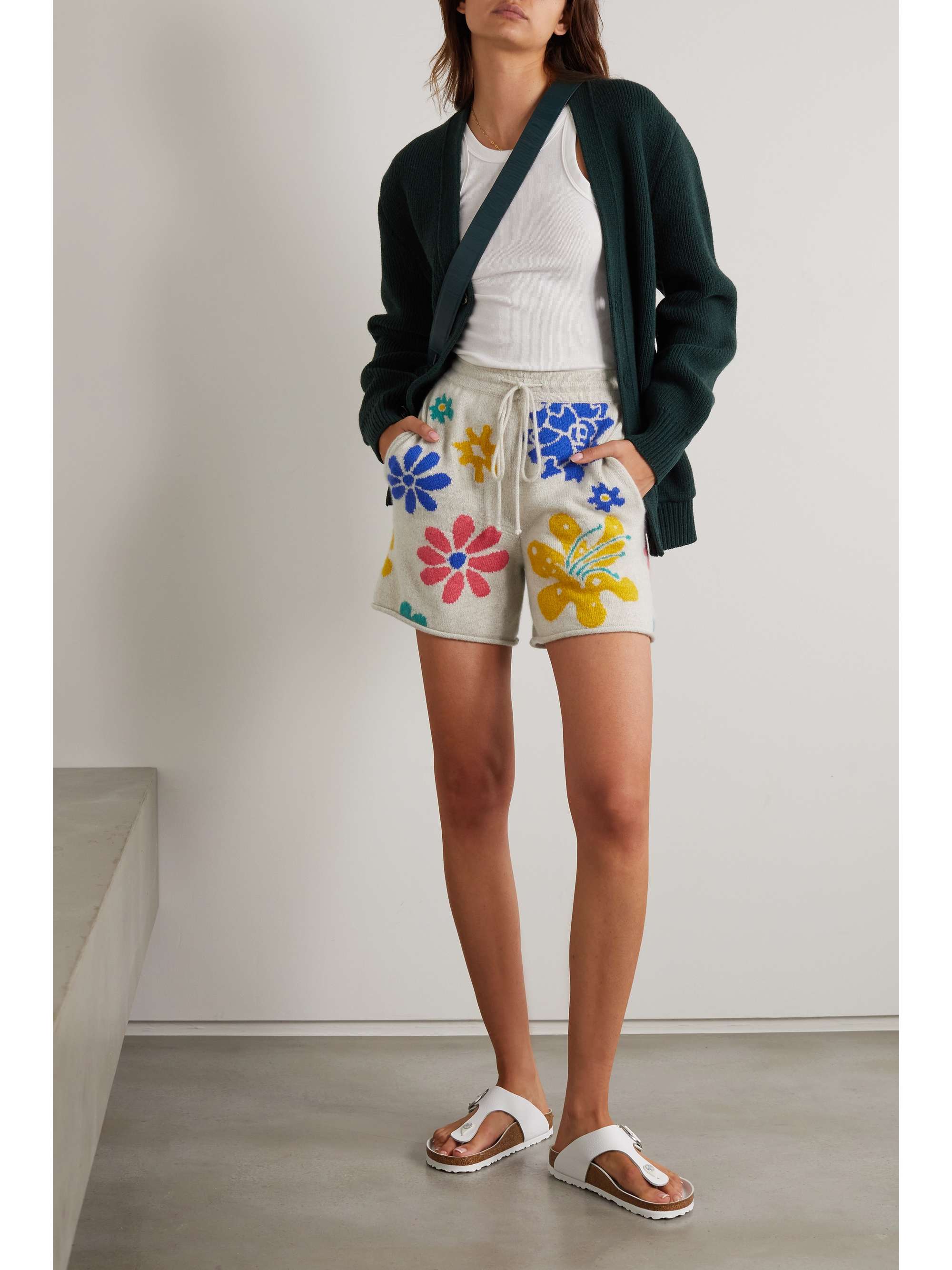 THE ELDER STATESMAN Sound Flowers intarsia cashmere shorts