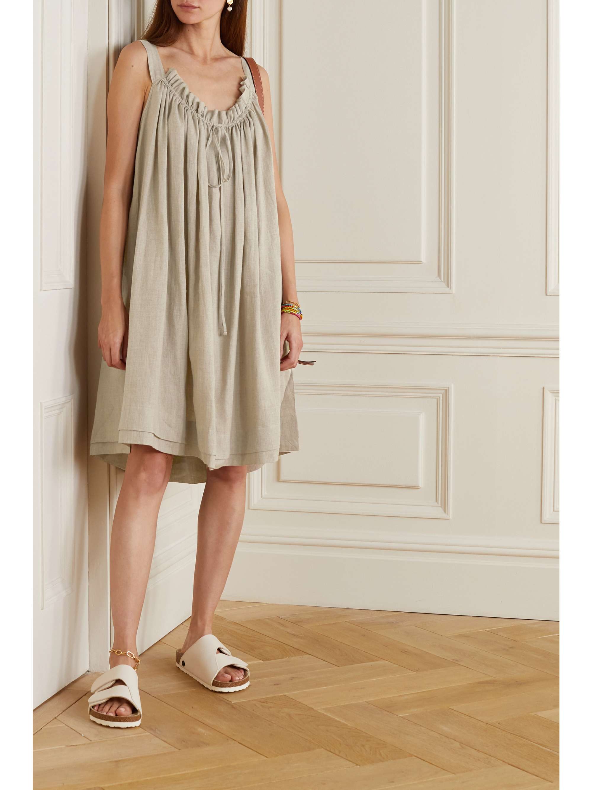 u0026DAUGHTER Bella gathered linen dress | NET-A-PORTER