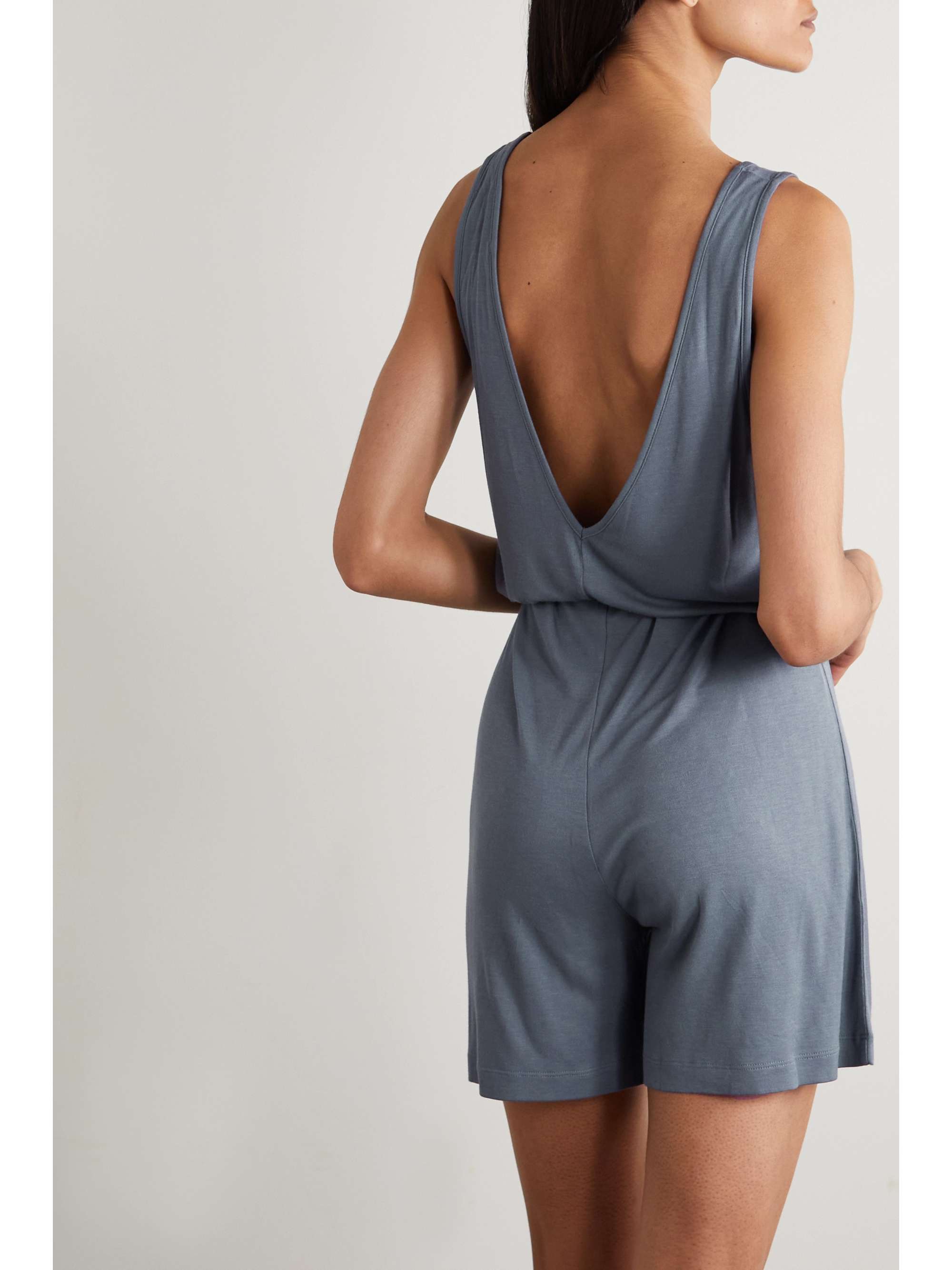 NINETY PERCENT + NET SUSTAIN belted ECOVERO-jersey playsuit