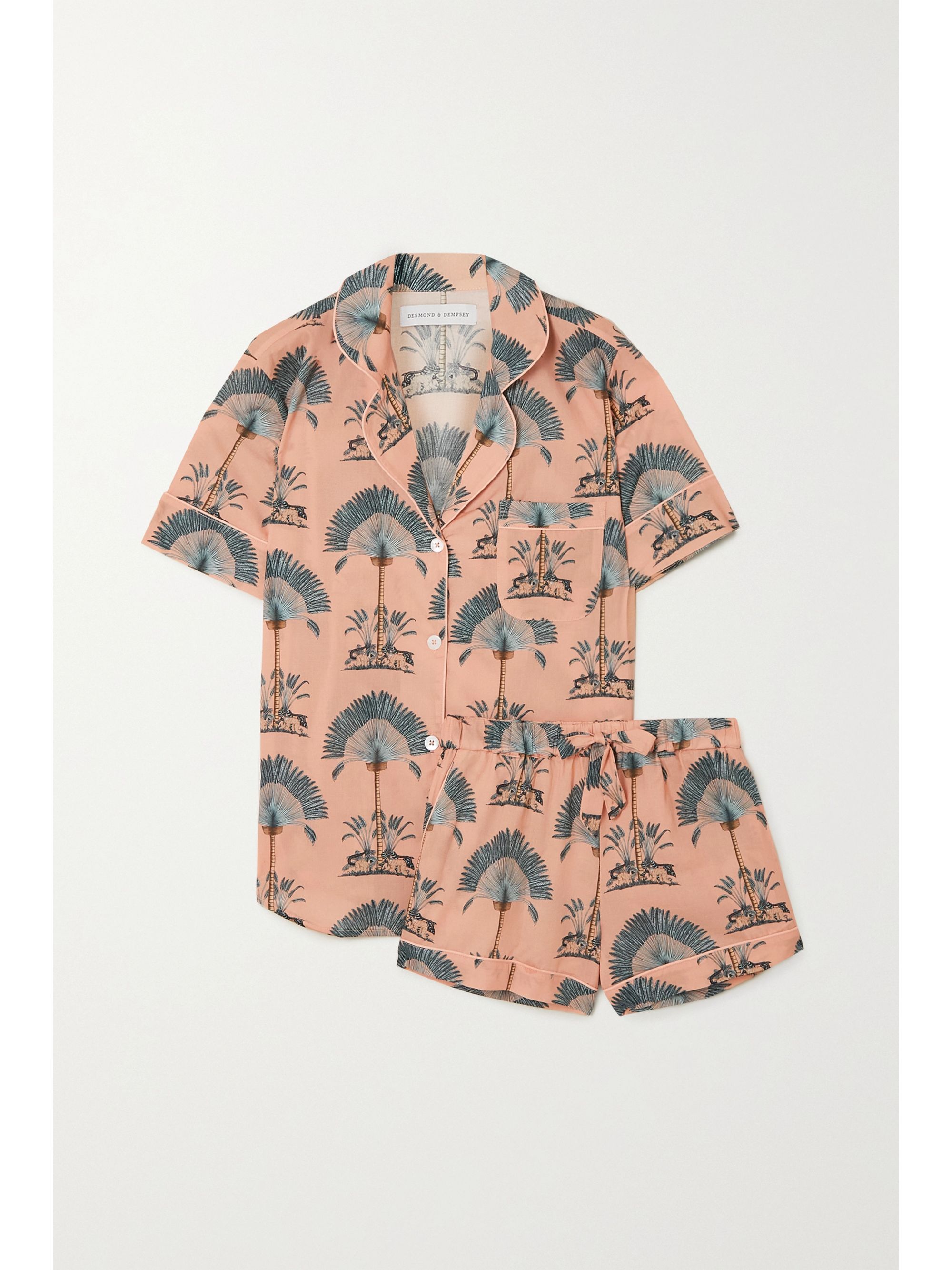 粉红色印花纯棉巴里纱睡衣套装 Net A Porter Desmond Dempsey Net A Porter