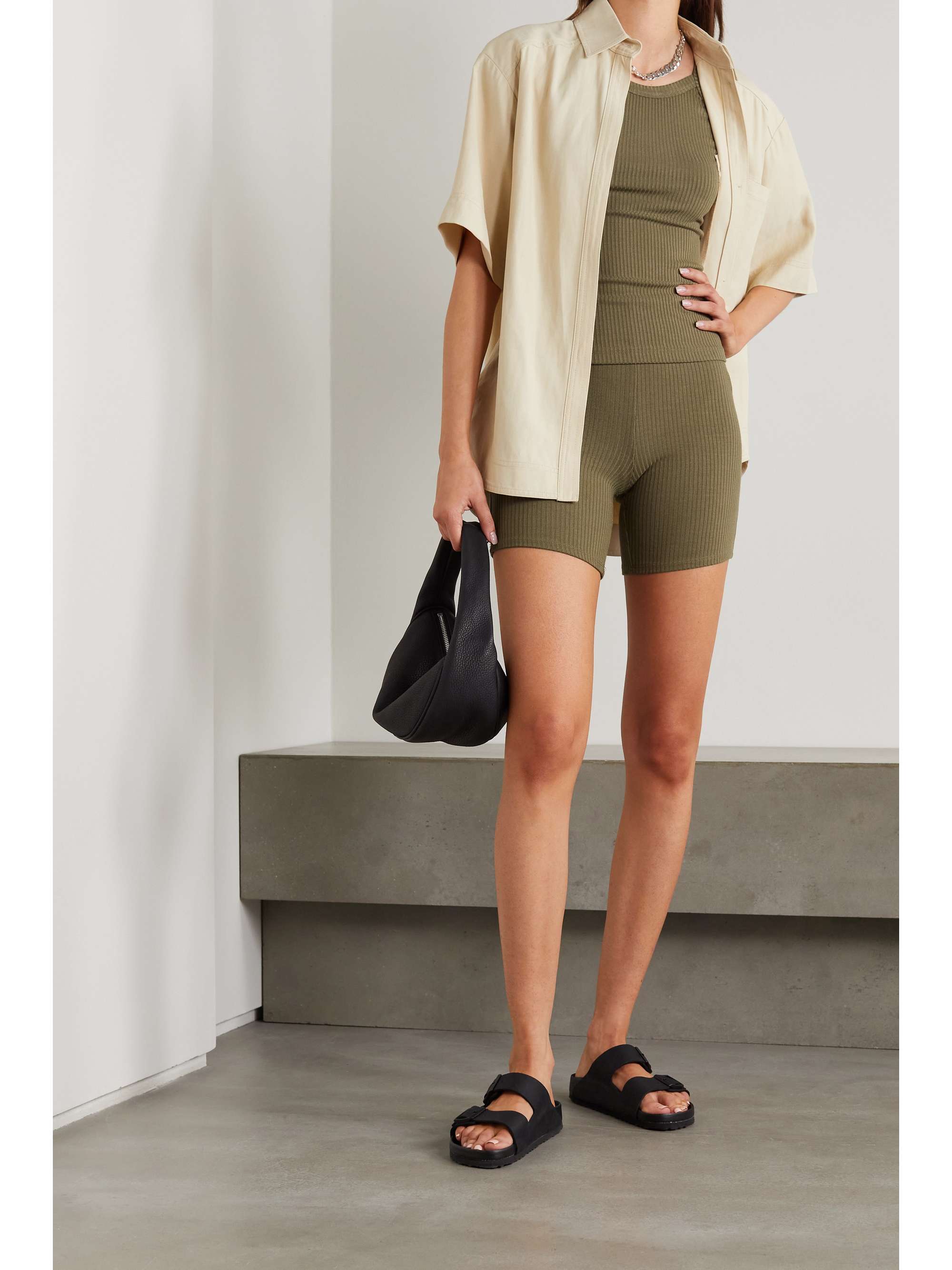 LESET Ali ribbed stretch-knit shorts