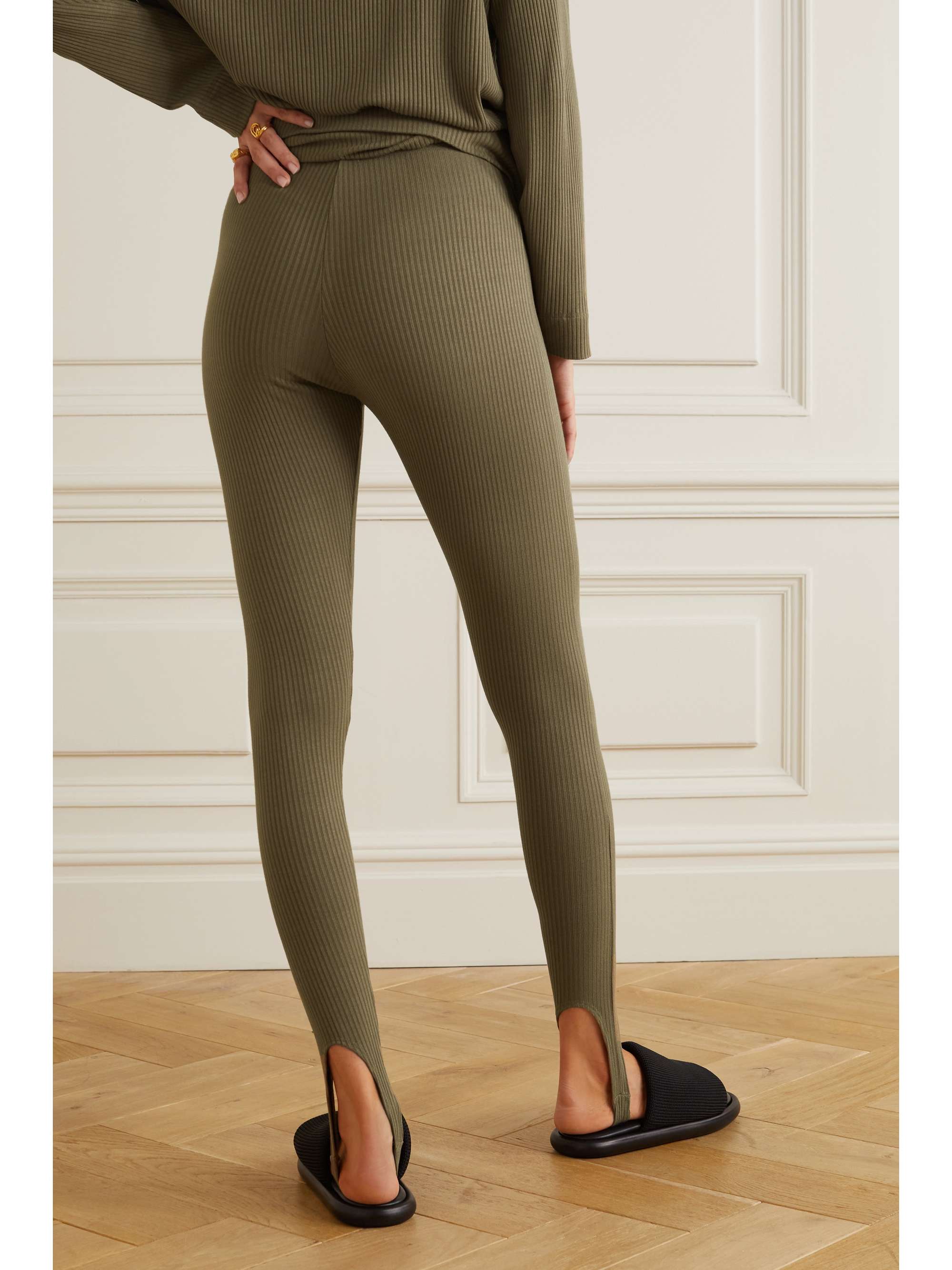 LESET Ali ribbed stretch-knit stirrup leggings