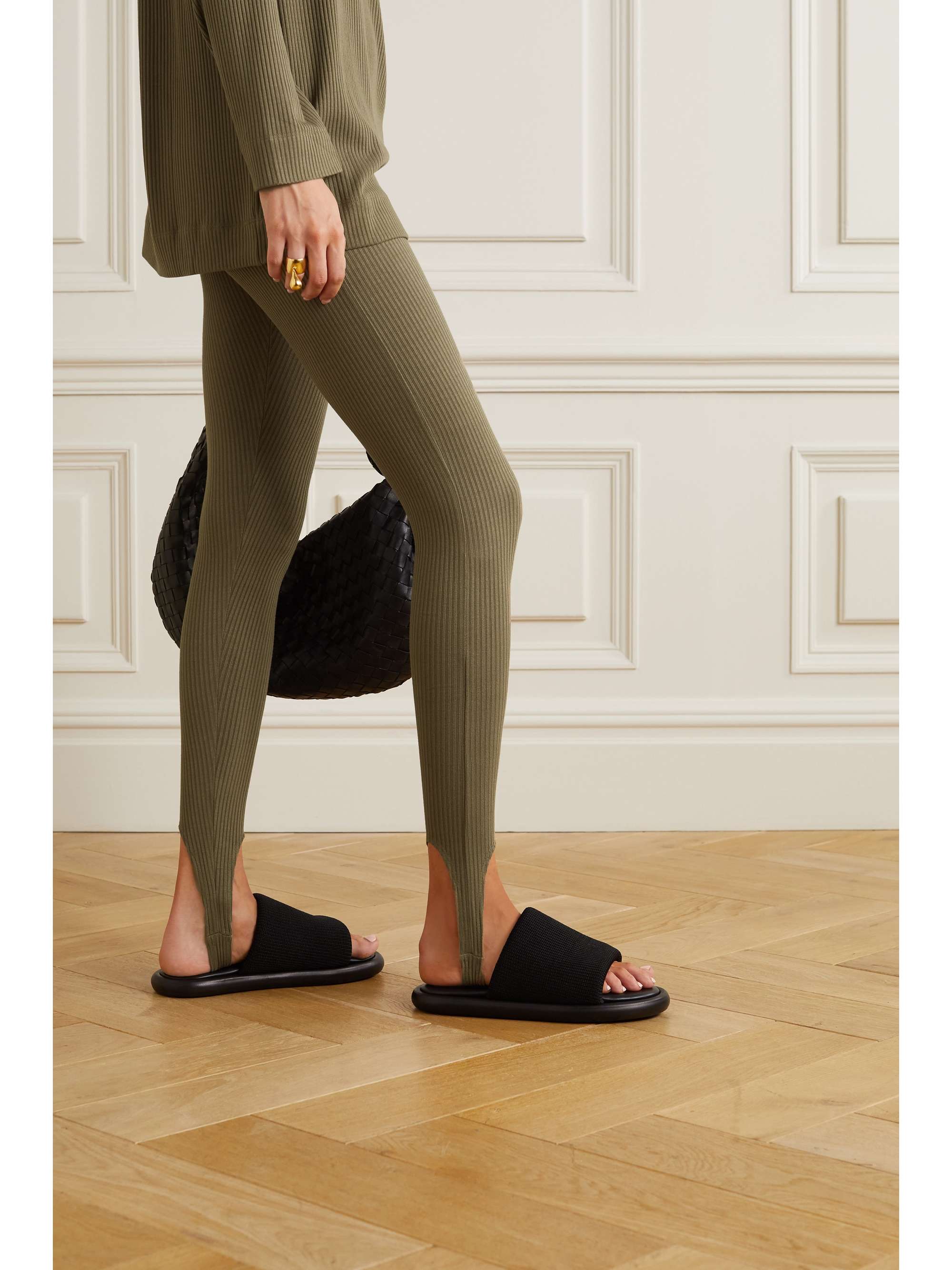 LESET Ali ribbed stretch-knit stirrup leggings