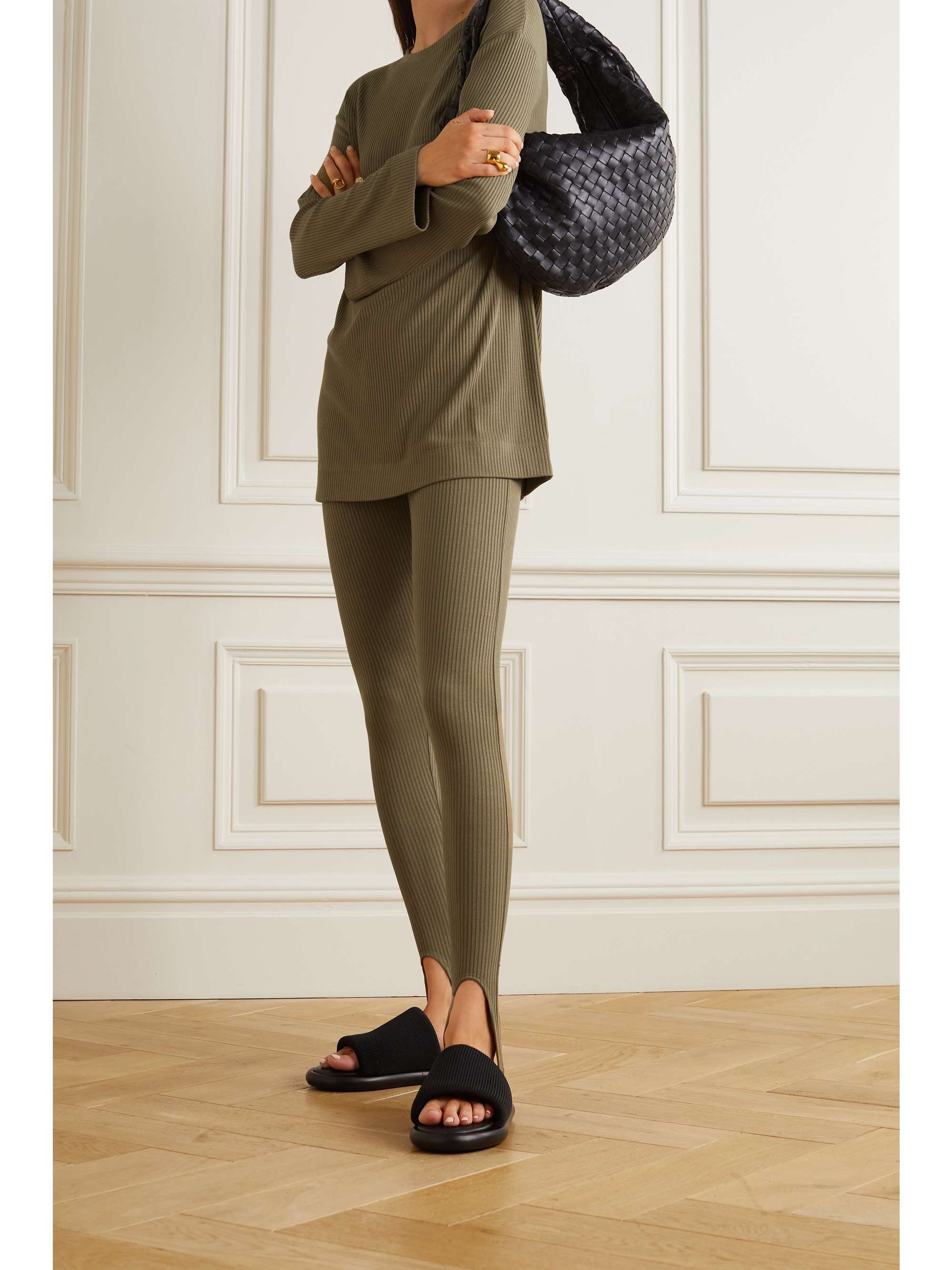 LESET Ali ribbed stretch-knit stirrup leggings