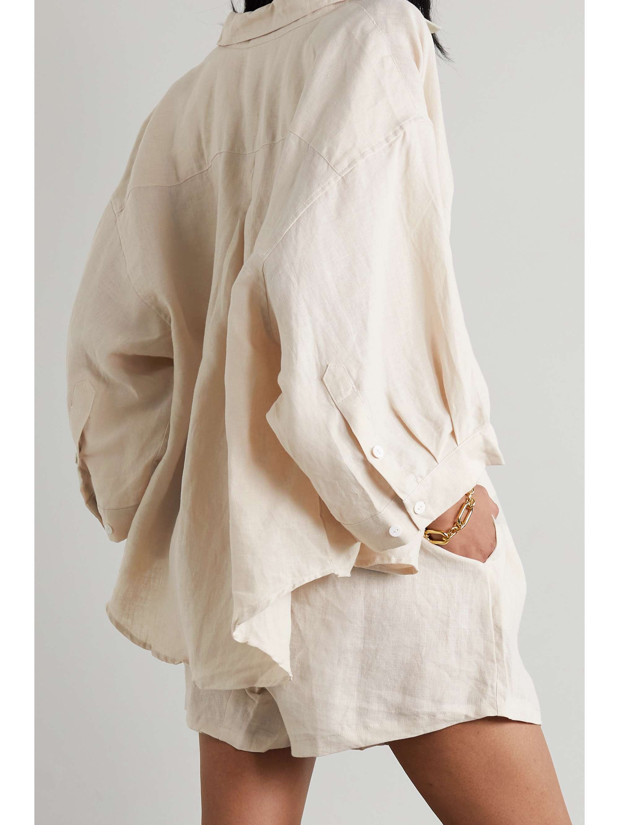 DEIJI STUDIOS + NET SUSTAIN The 03 washed-linen shirt and shorts set