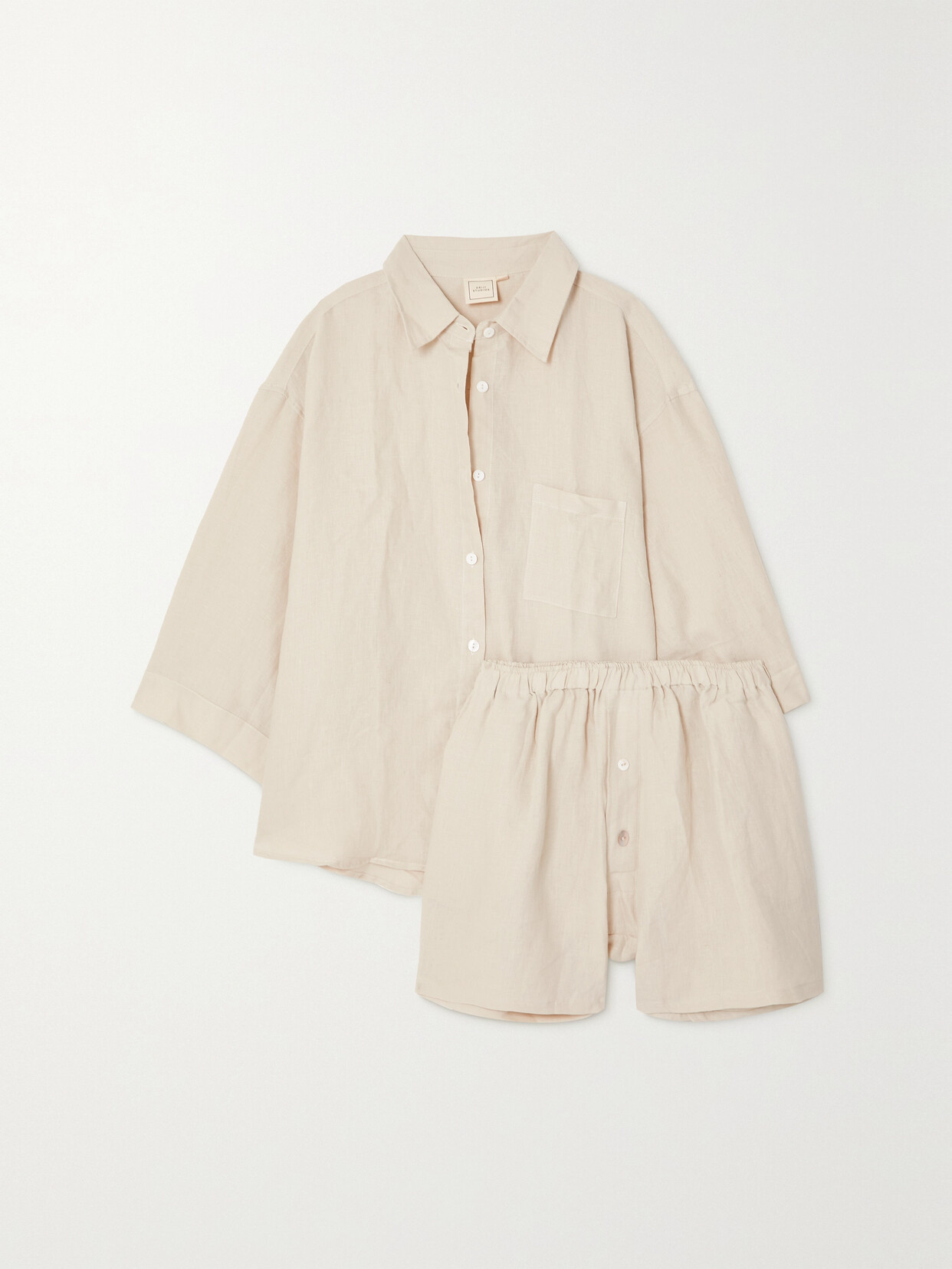 Deiji Studios - + Net Sustain The 03 Washed-linen Shirt And Shorts Set - Cream